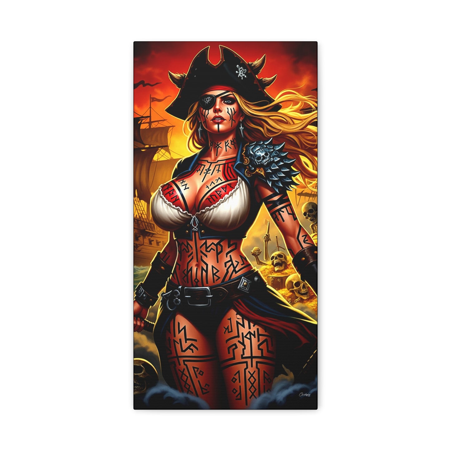 Bold Pirate Canvas Print, Nautical Wall Art, Gothic Home Decor, Pirate Lover Gift, Spooky Halloween Decoration, Adventure Wall Hanging