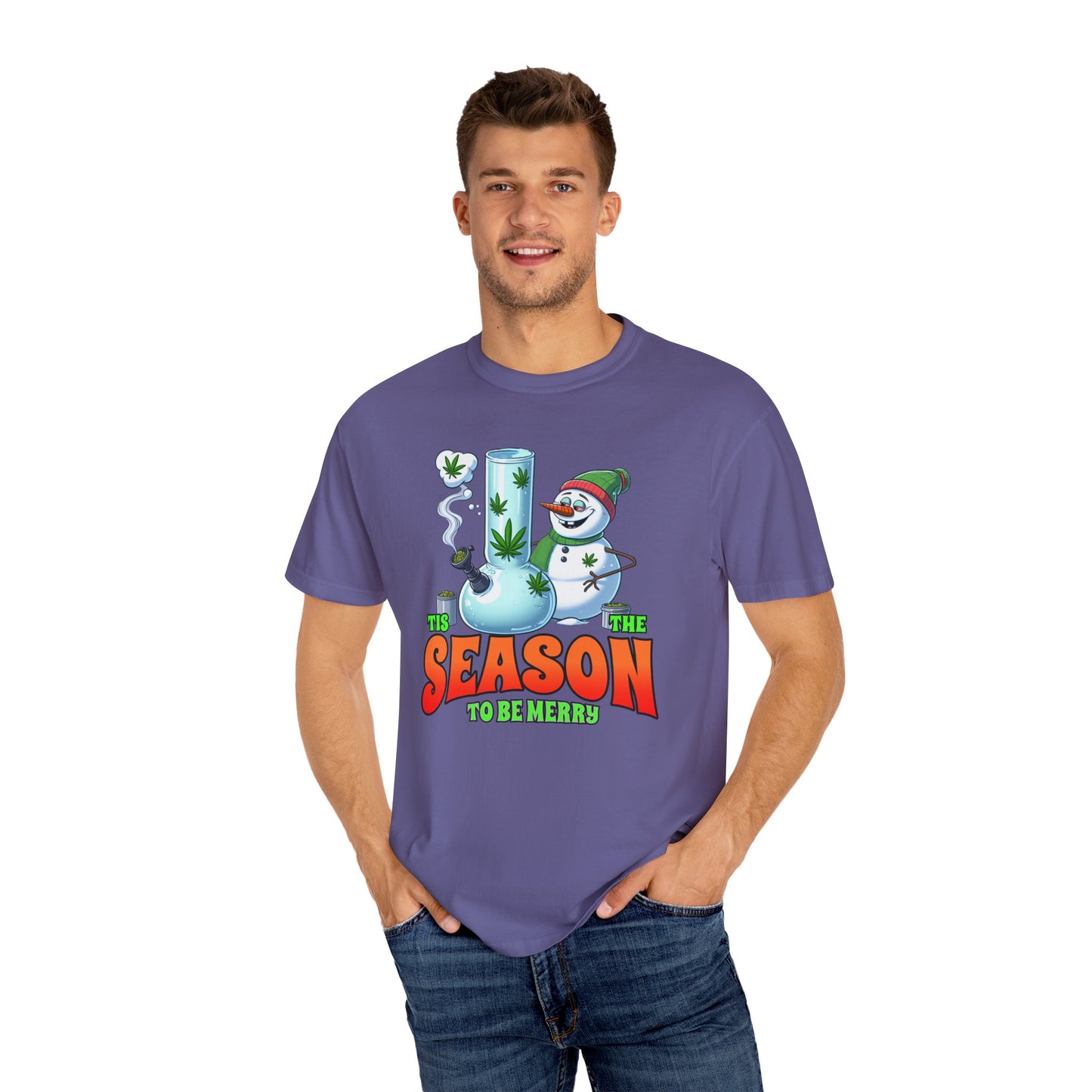 Holiday Cannabis Fun T-Shirt | Merry Season Tee, Unisex Gift, Party Apparel, 420 Friendly, Winter Social Wear