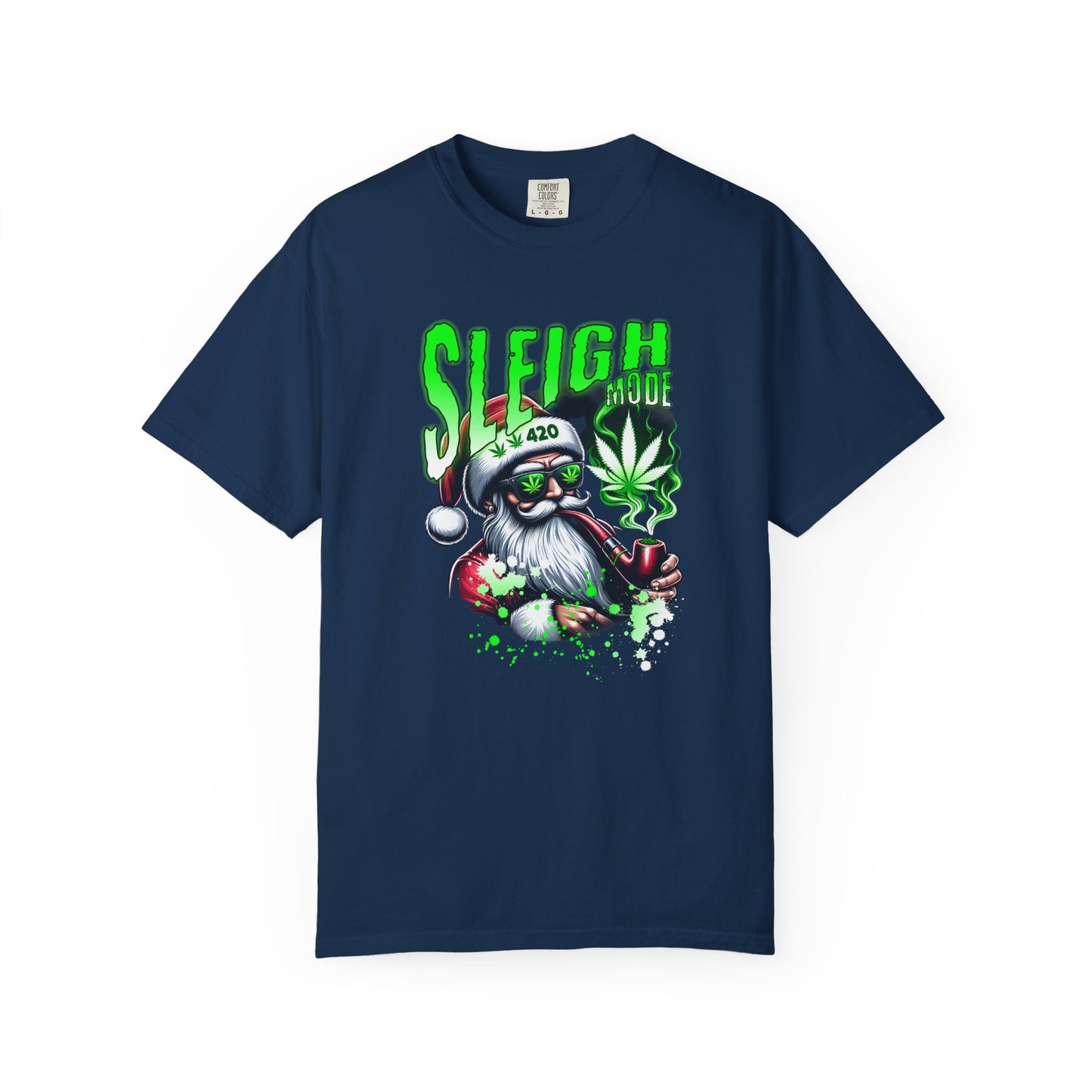 Sleigh Joe Graphic Tee, Unisex Holiday T-Shirt, Funny Christmas Shirt, Cannabis Santa Gift, Unique Tee for Parties