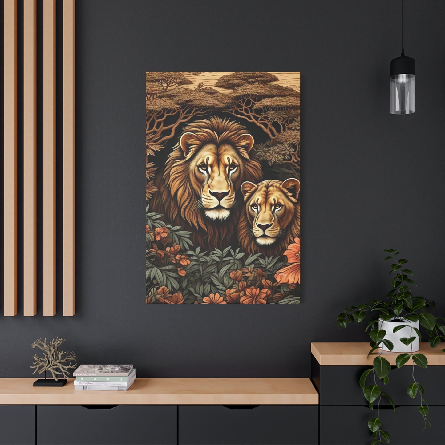 Majestic Lion Family Canvas Wall Art, Animal Lovers Decor, Wildlife Home Accent, Gift for Nature Enthusiasts, Meaningful Family Art