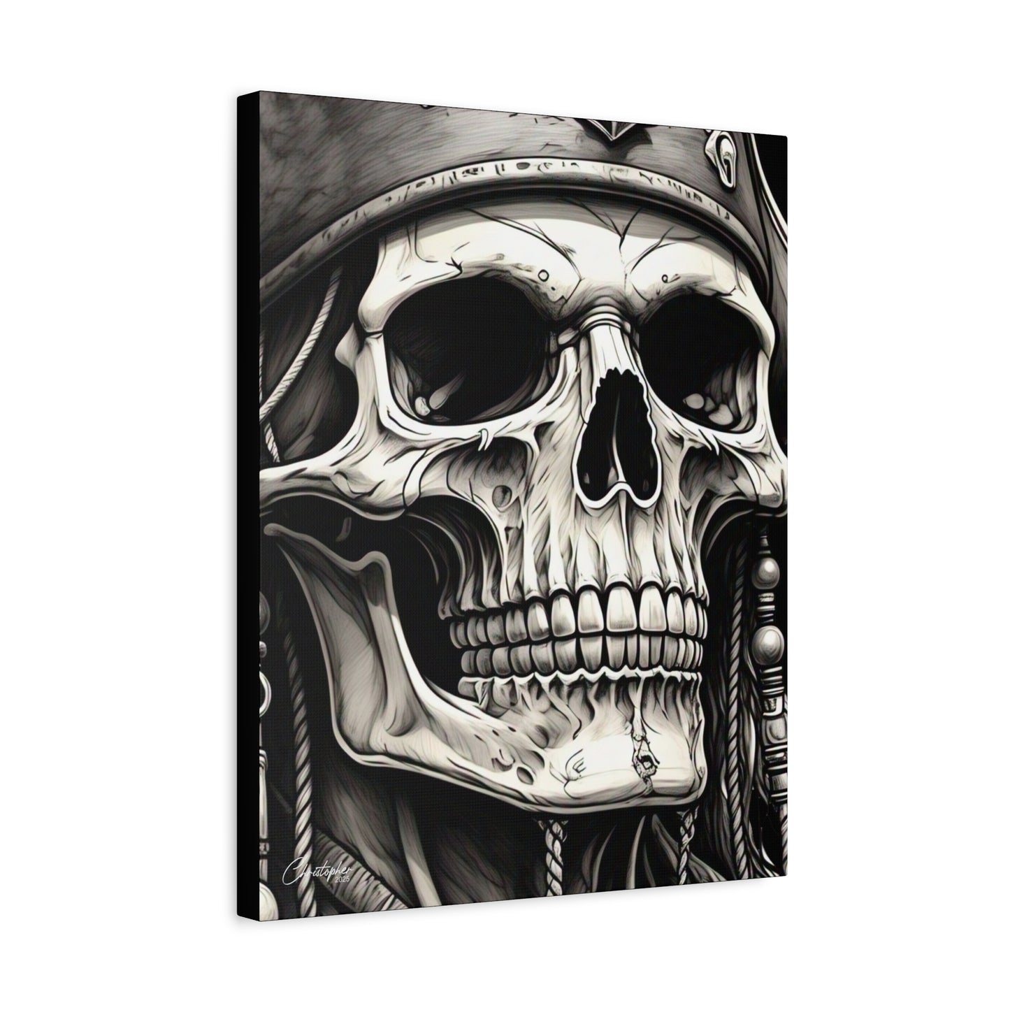 Pirate Skull Canvas Art - Edgy Gothic Decor, Wall Art for Halloween, Gothic Home Decor, Pirate Theme, Gift for Him