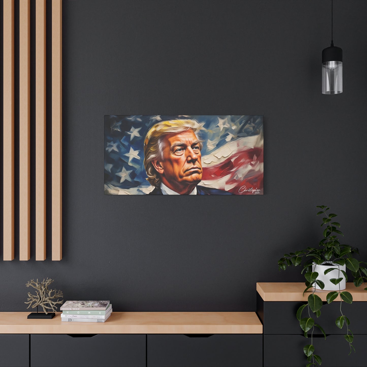 Patriotic Canvas Art, Stretched Wall Decor, Home Office, Gifts for Republicans, Political Enthusiasts, Americana Artwork