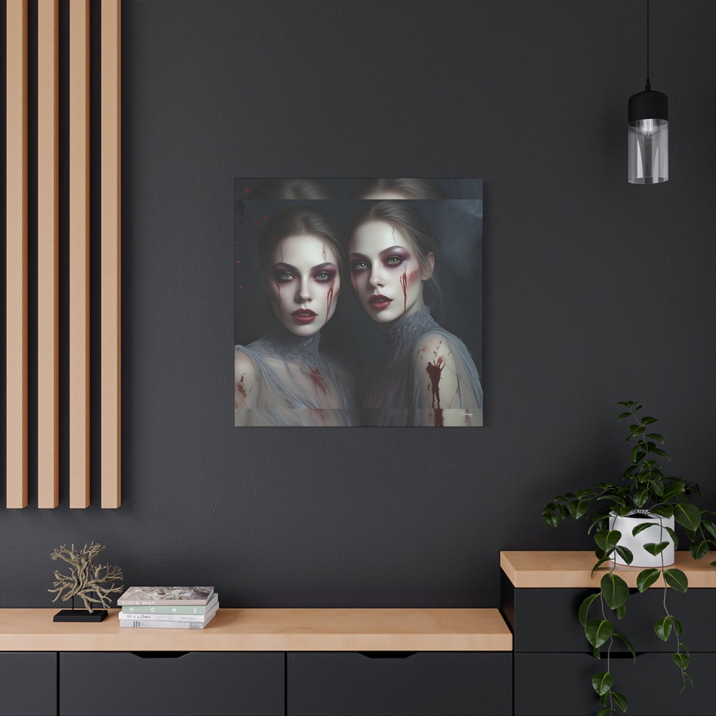 Spooky Art Canvas Print, Matte Canvas, Stretched Wall Decor, Gothic Home Decor, Halloween Art, Unique Gift