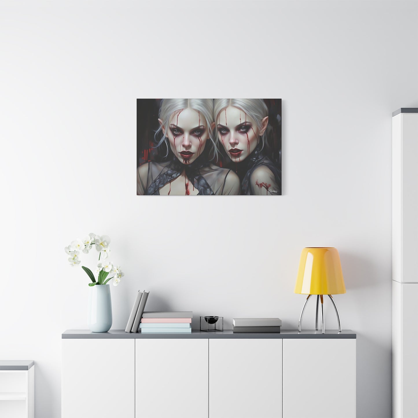 Gothic Canvas Art Print, Dark Fantasy Wall Decor, Horror Art, Halloween Home Decor, Vampire Artwork, Unique Gift for Spooky Season