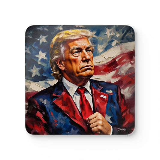 Patriotic Cork Coaster Set | USA Themed Drink Coasters for Home, Party Decor, Gifts, Trump Memorabilia, Beverage Accessories