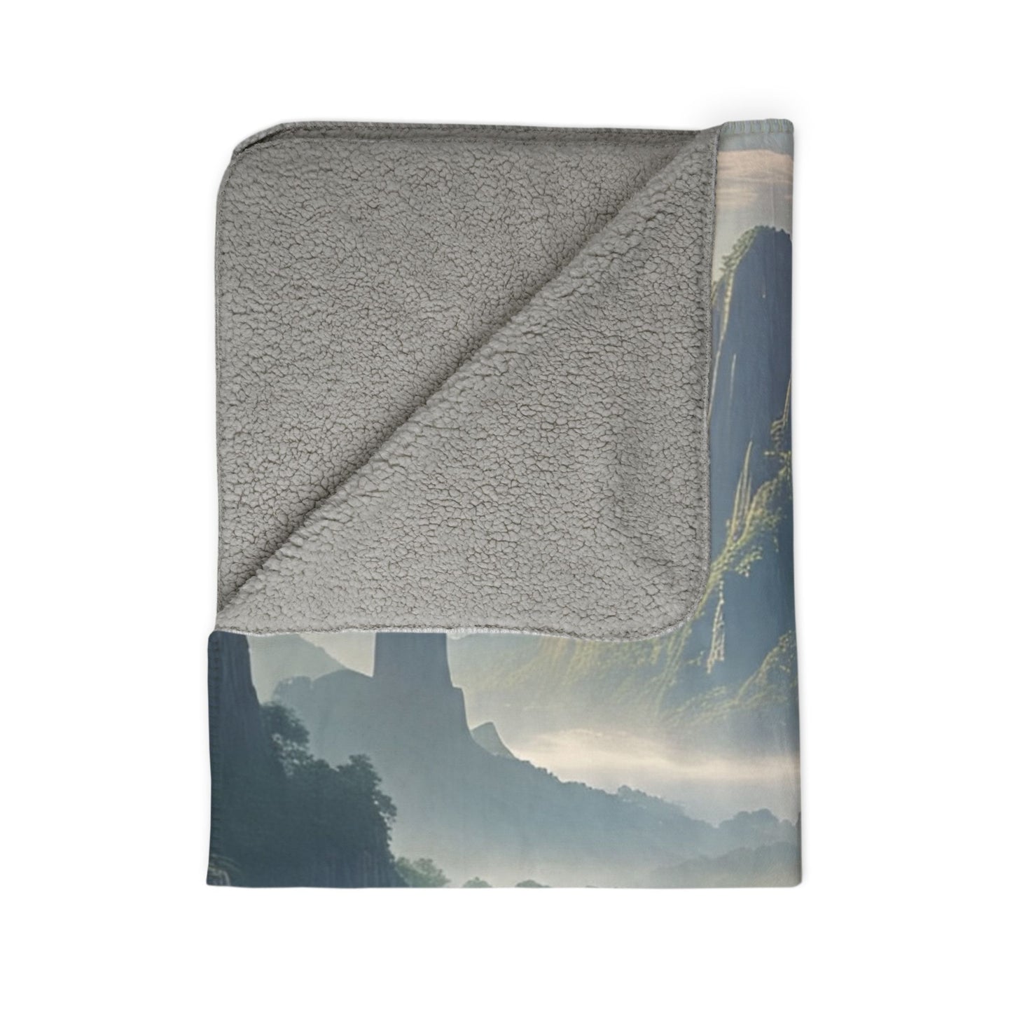 Serene Landscape Fleece Sherpa Blanket, Cozy Throw for Home, Gift for Nature Lovers, Perfect for Relaxing, Camping, or Movie Nights