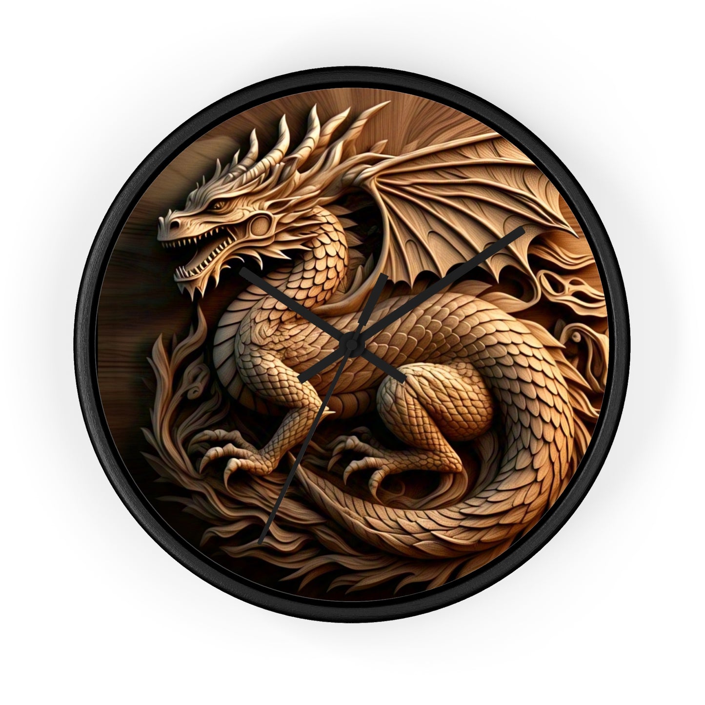 Dragon Carved Wall Clock, Mythical Decor for Fantasy Lovers, Unique Gift for Home, Office, and Collectors, Perfect for Halloween
