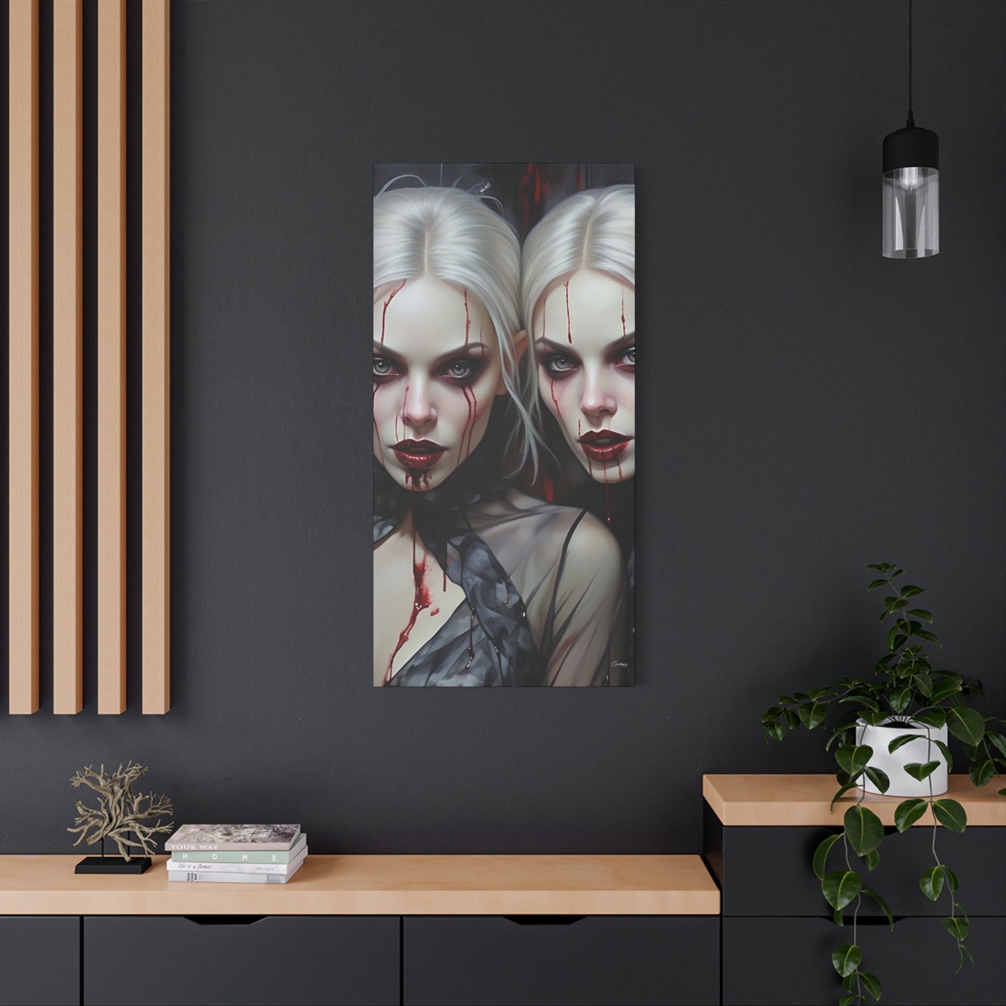 Gothic Canvas Art Print, Dark Fantasy Wall Decor, Horror Art, Halloween Home Decor, Vampire Artwork, Unique Gift for Spooky Season