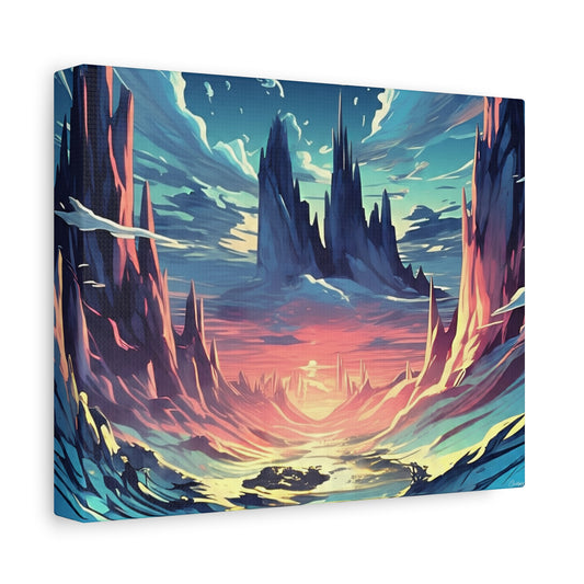 Stretched Canvas Art Print, Colorful Landscape Wall Decor, Modern Home Art, Nature Scene Decor, Abstract Terrain Painting