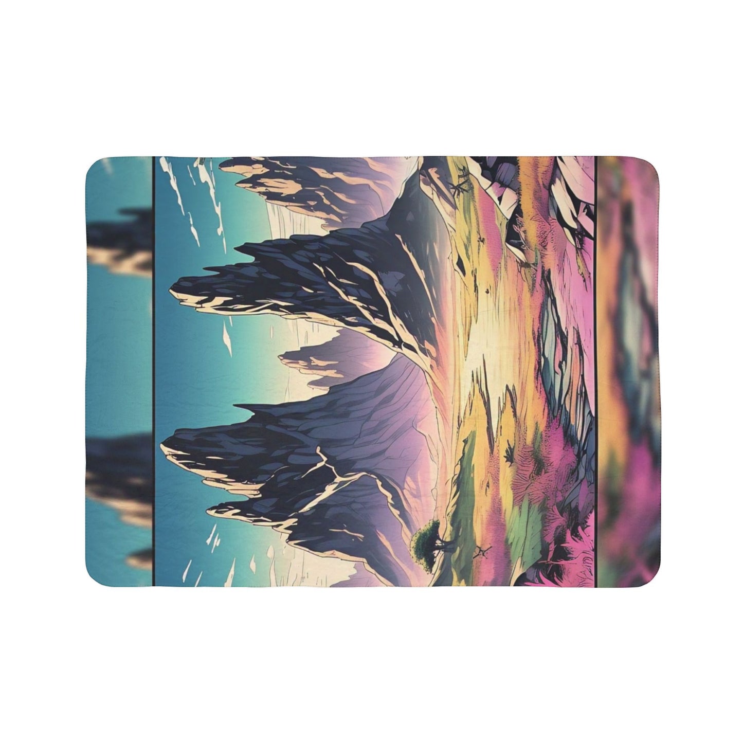 Serene Landscape Fleece Sherpa Blanket - Cozy Home Decor, Ideal for Camping, Picnics, and Gifts, Perfect for Relaxation