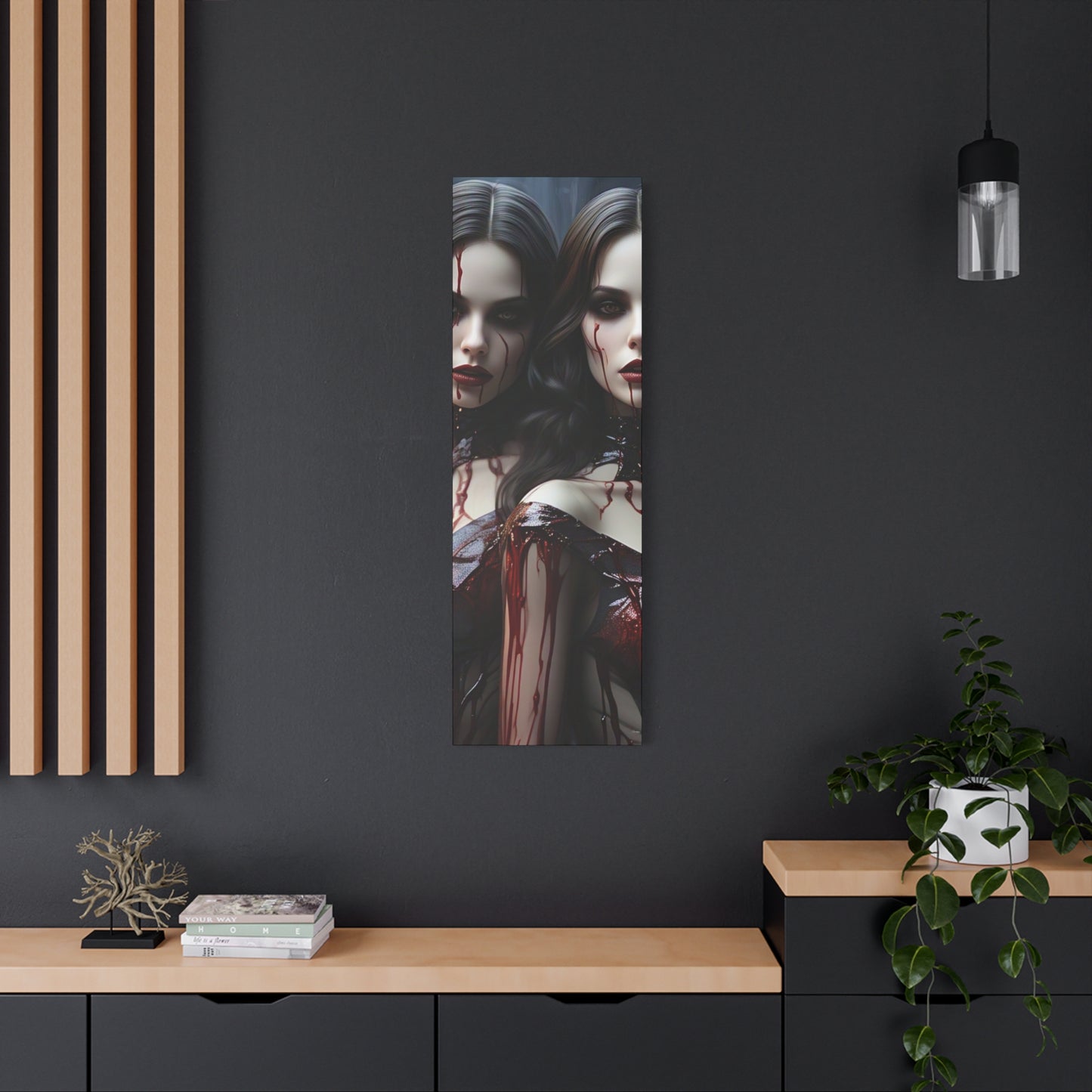 Gothic Vampire Canvas Art, Wall Decor, Horror Artwork, Halloween Home Decor, Spooky Room Accent, Unique Gift Idea