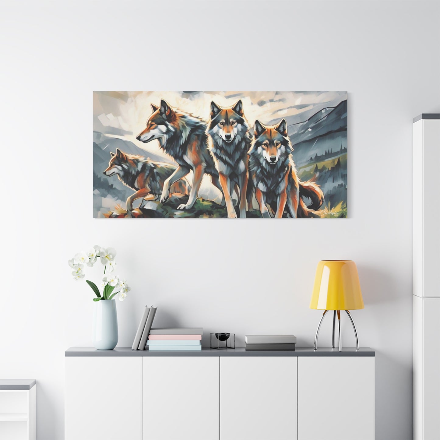 Wolf Family Matte Canvas Art, Home Decor, Animal Lovers Gift, Nature Wall Art, Wildlife Art Print, Outdoor Enthusiasts Decor