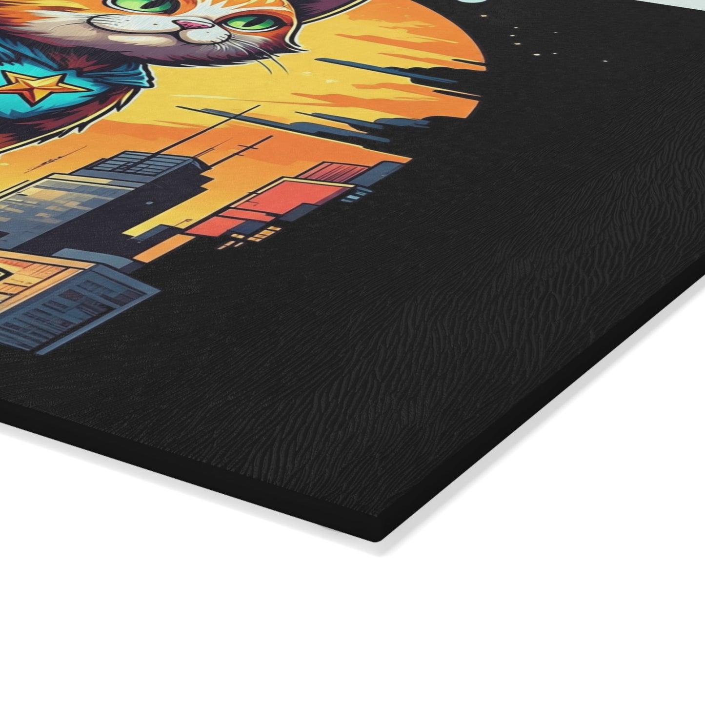 Heroic Cat Glass Cutting Board - Fun Kitchen Decor for Cat Lovers, Unique Gift for Pet Owners, Superhero Themed Kitchenware, Cat Lover [...]
