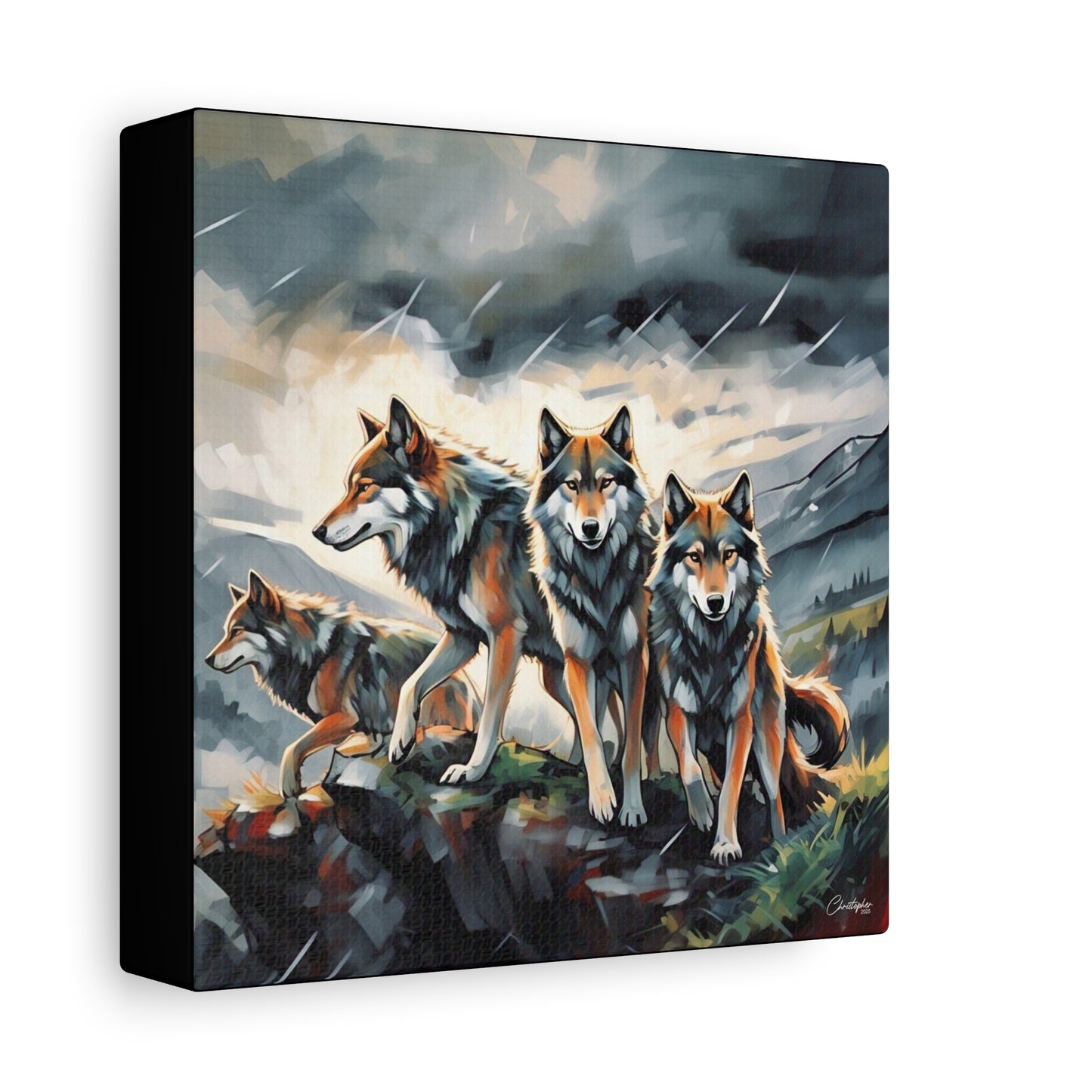 Wolf Family Matte Canvas Art, Home Decor, Animal Lovers Gift, Nature Wall Art, Wildlife Art Print, Outdoor Enthusiasts Decor