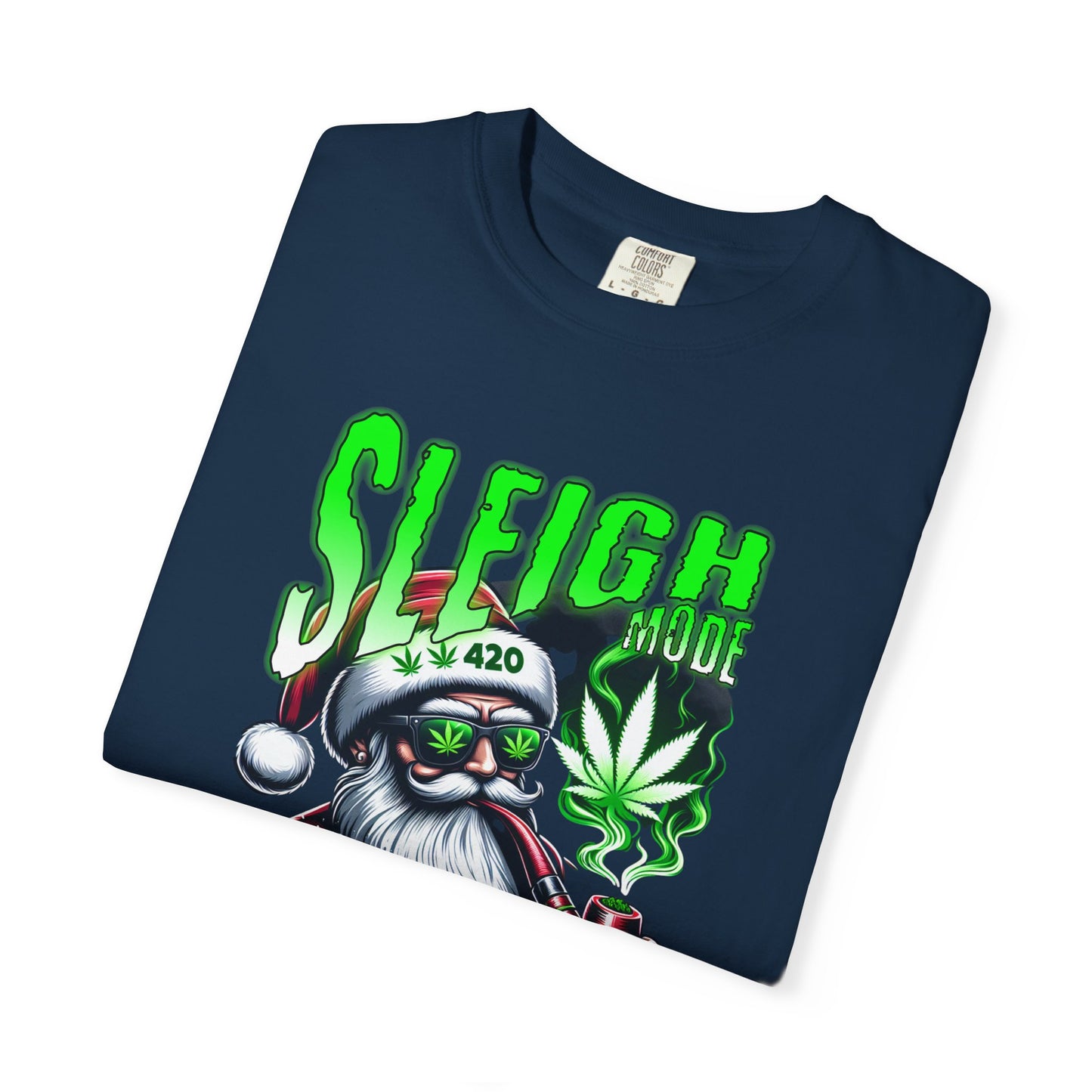 Sleigh Joe Graphic Tee, Unisex Holiday T-Shirt, Funny Christmas Shirt, Cannabis Santa Gift, Unique Tee for Parties