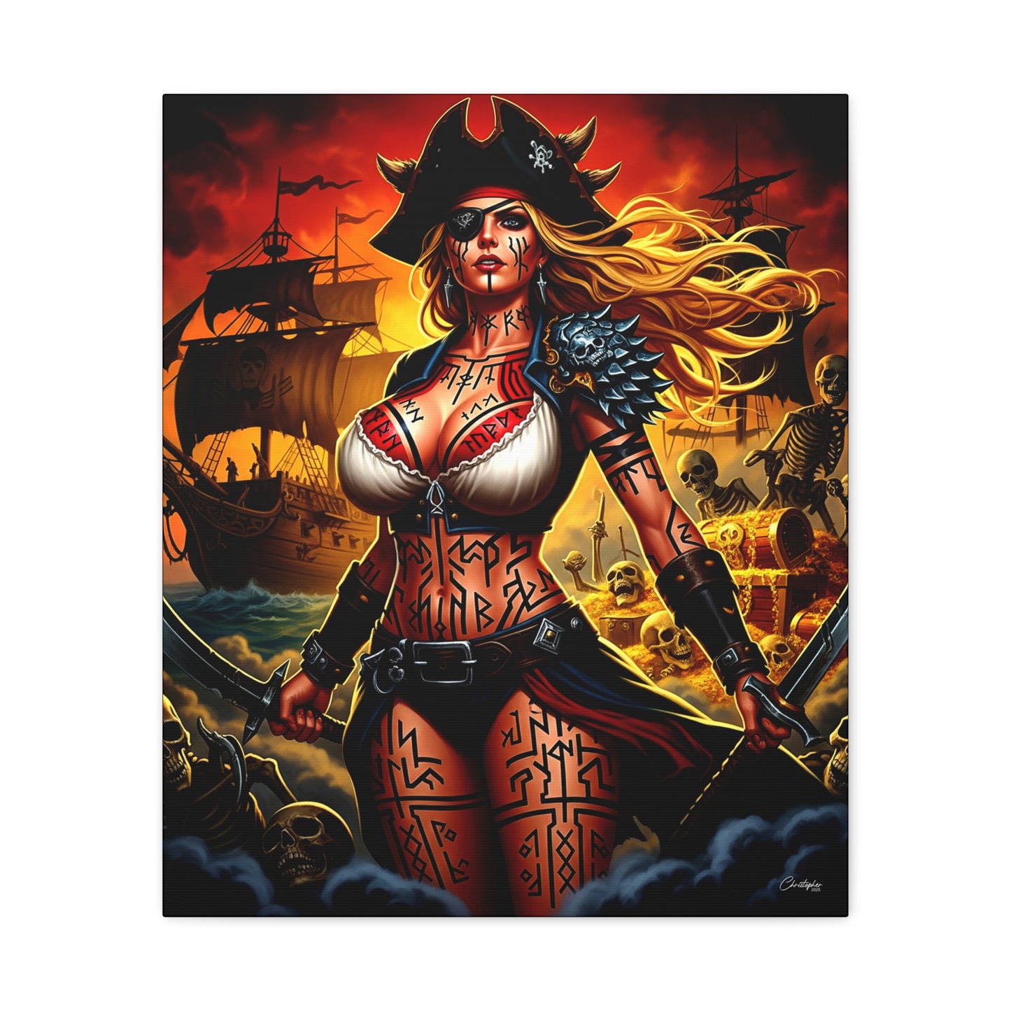 Bold Pirate Canvas Print, Nautical Wall Art, Gothic Home Decor, Pirate Lover Gift, Spooky Halloween Decoration, Adventure Wall Hanging