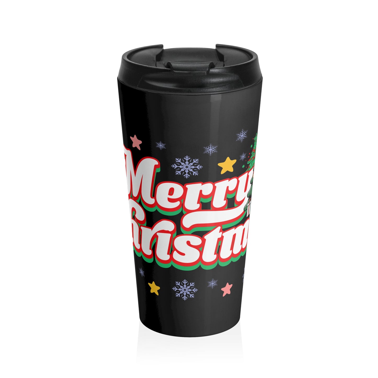Christmas Stainless Steel Travel Mug - Merry Christmas Design