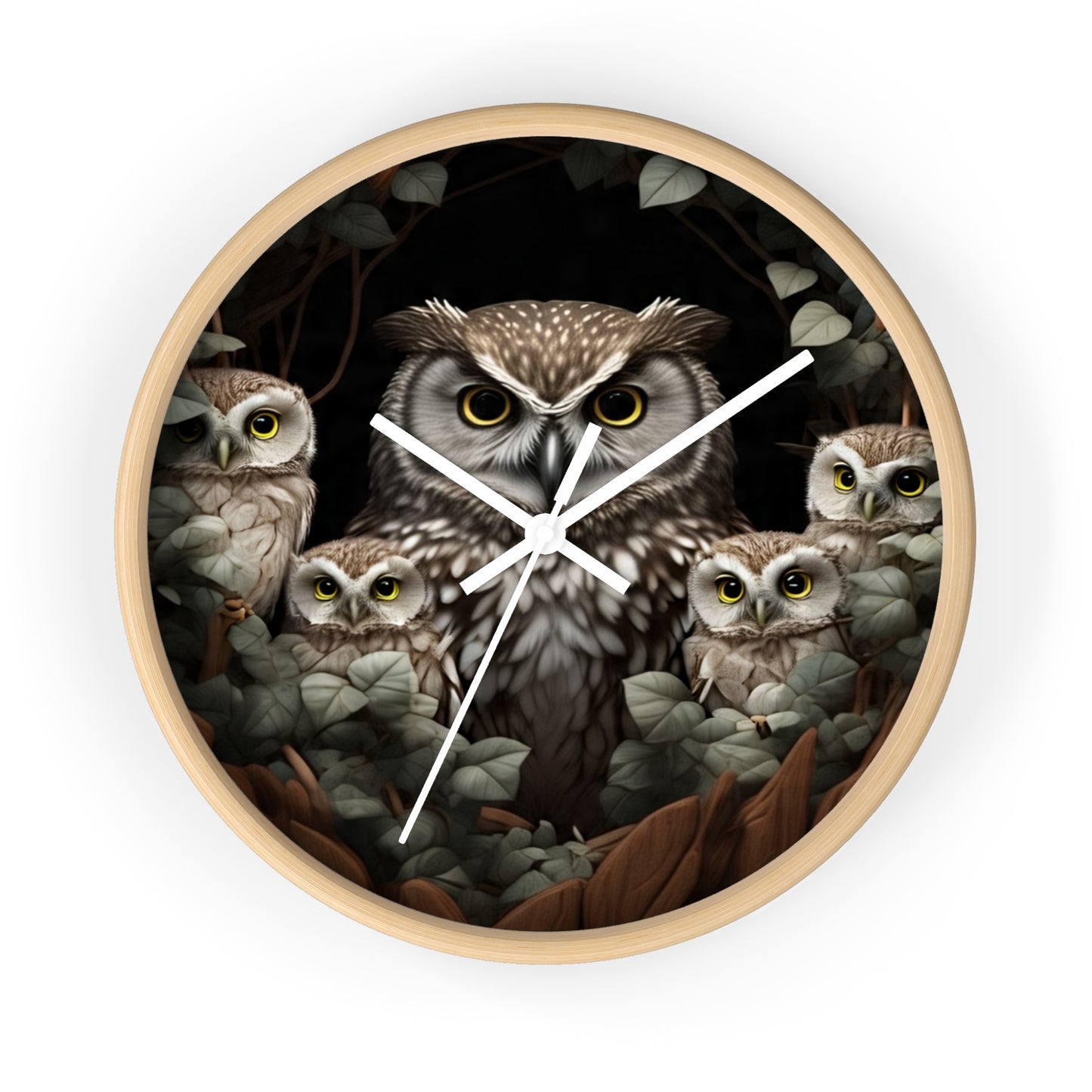 Charming Owl Family Wall Clock, Cute Owl Decor, Nature Lover Gift, Woodland Home Decor, Perfect for Kids Rooms or Bird Enthusiasts