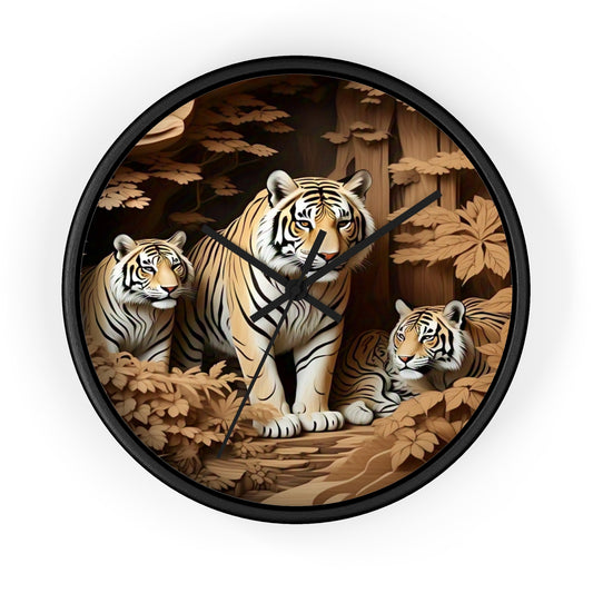 Wild Tiger Family Wall Clock, Jungle Decor, Animal Lover Gift, Unique Home Decor, Nature Wall Art, Vintage Style Clock