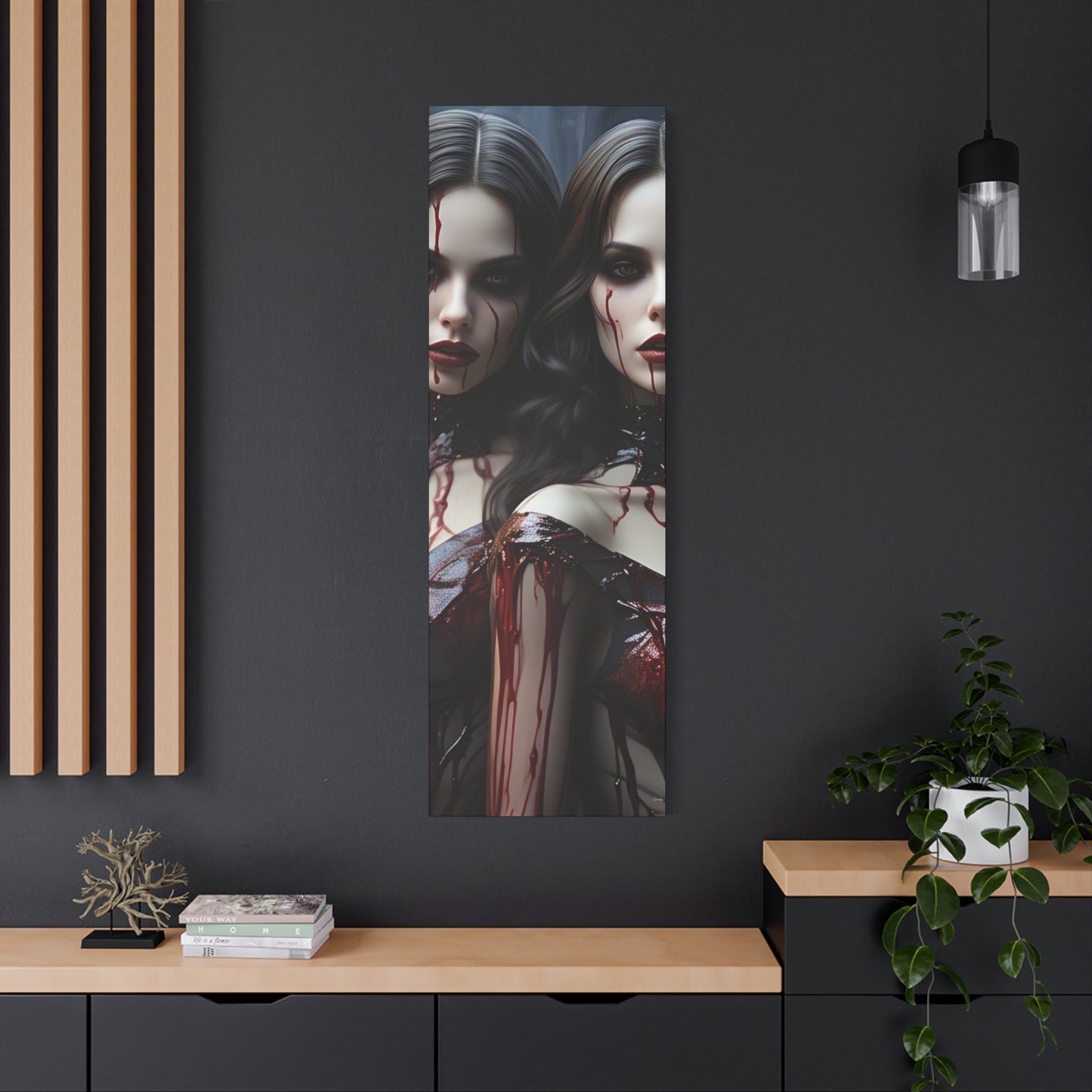Gothic Vampire Canvas Art, Wall Decor, Horror Artwork, Halloween Home Decor, Spooky Room Accent, Unique Gift Idea