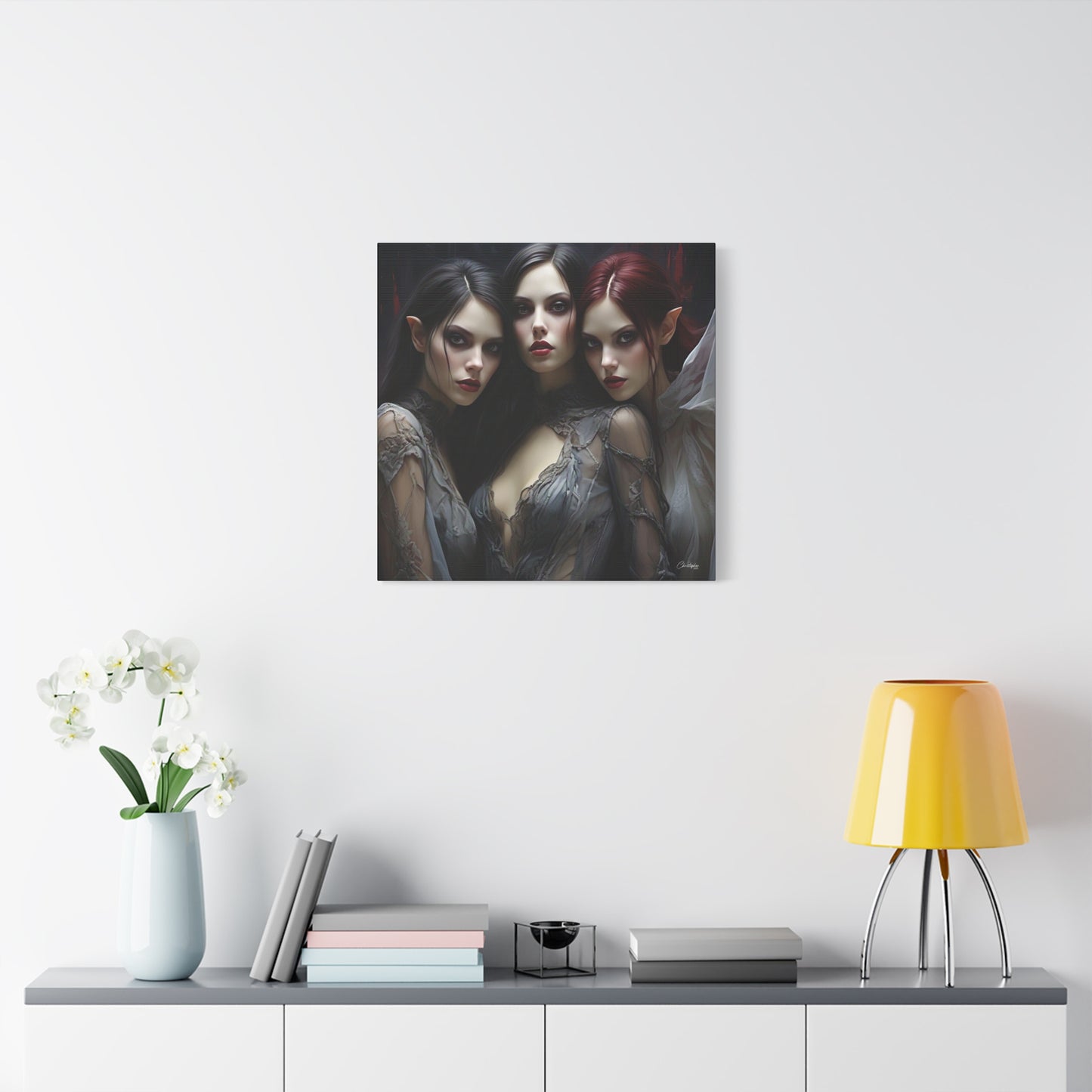 Gothic Wall Art Canvas, Fantasy Home Decor, Unique Gift for Halloween, Witchy Vibe Art, Dark Aesthetic Room Decor