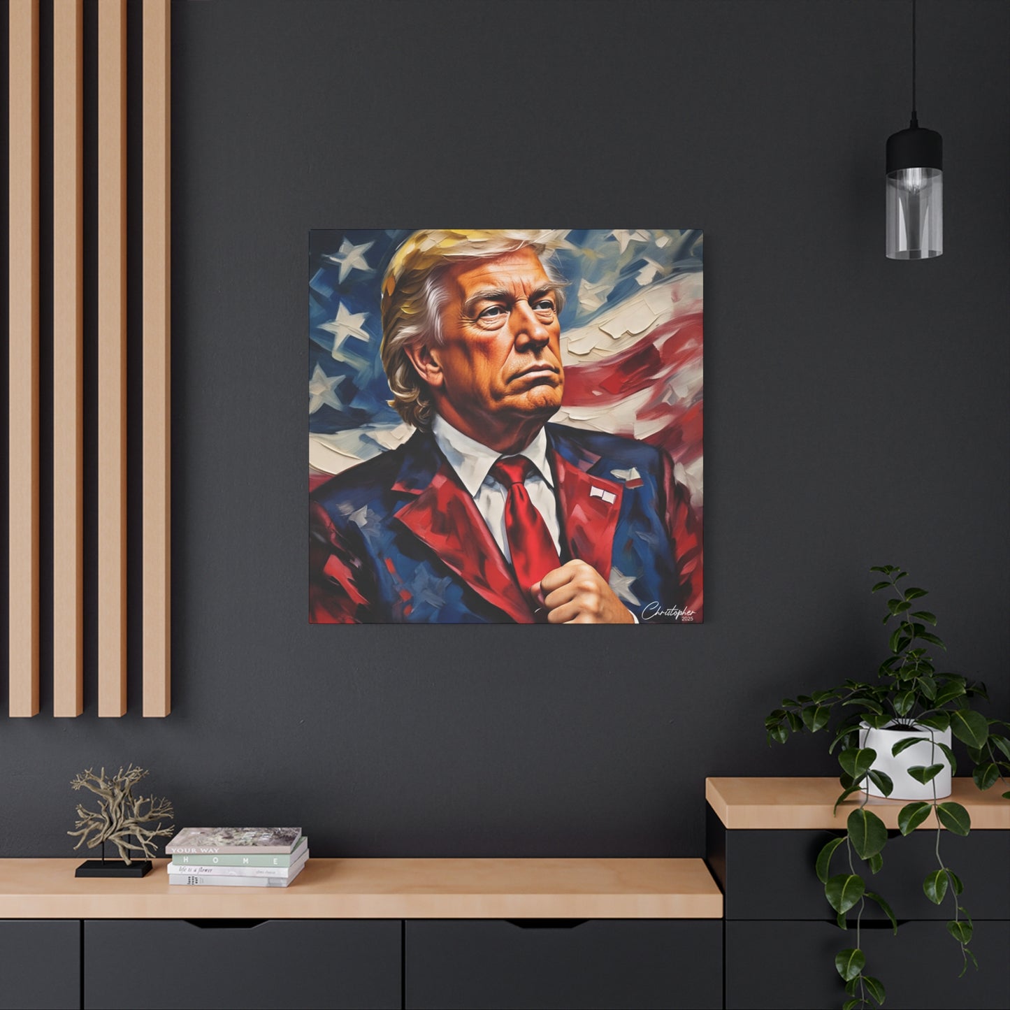 Patriotic Canvas Art, Stretched Wall Decor, Home Office, Gifts for Republicans, Political Enthusiasts, Americana Artwork