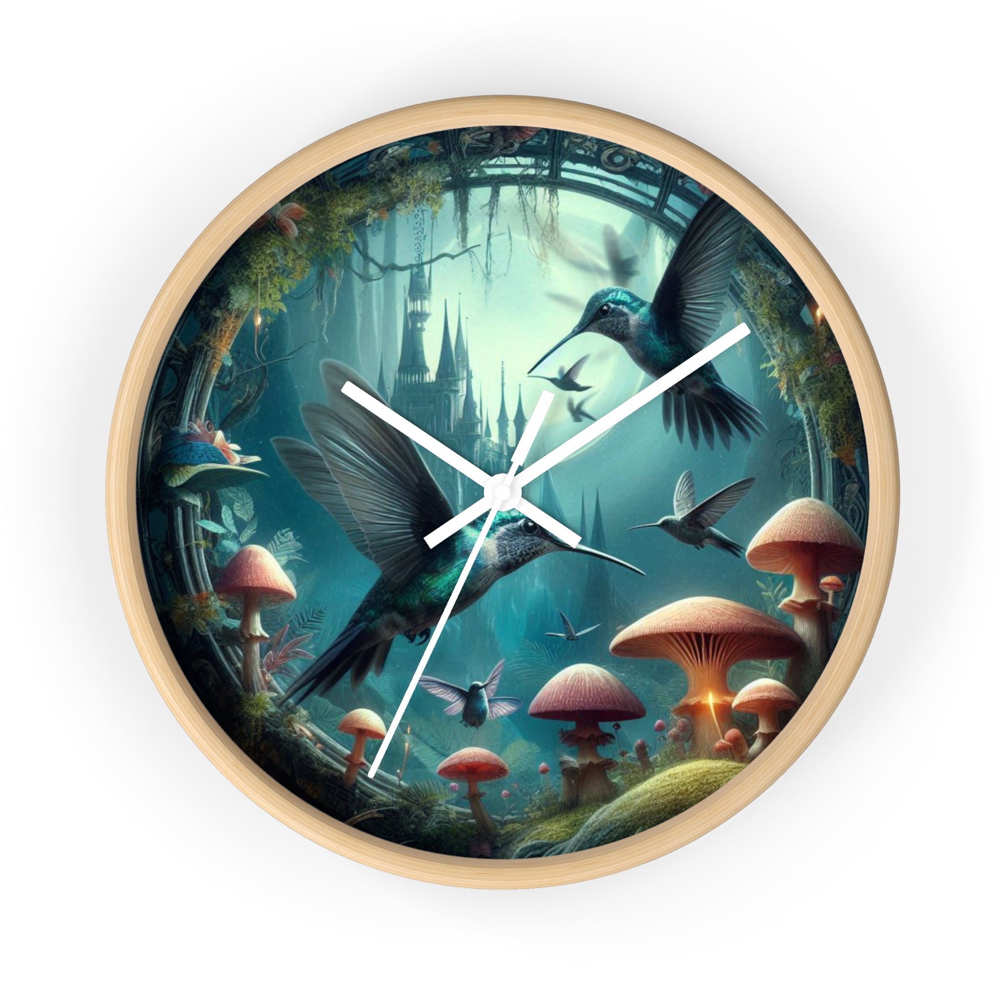 Whimsical Hummingbird Wall Clock - Enchanted Forest Decor, Home Office, Gift for Nature Lovers, Vintage Art, Unique Timepiece