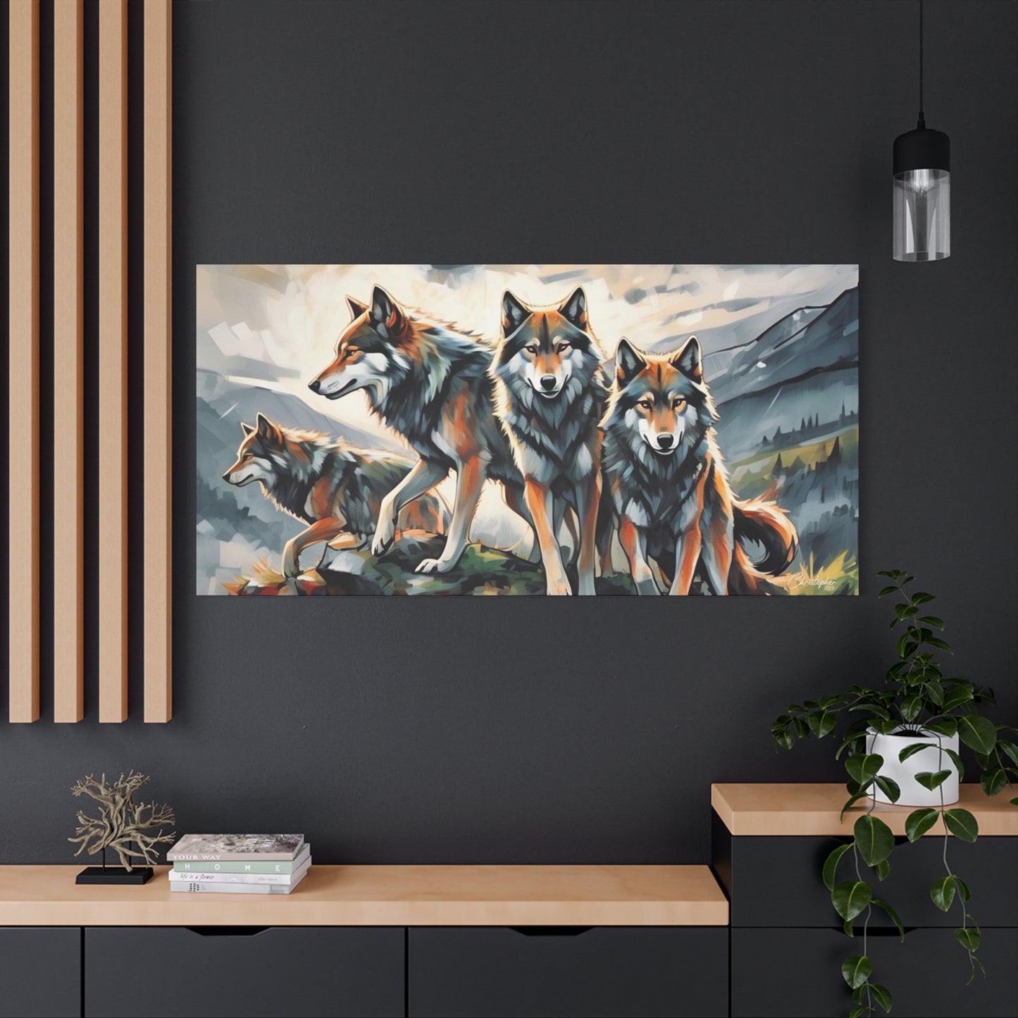 Wolf Family Matte Canvas Art, Home Decor, Animal Lovers Gift, Nature Wall Art, Wildlife Art Print, Outdoor Enthusiasts Decor