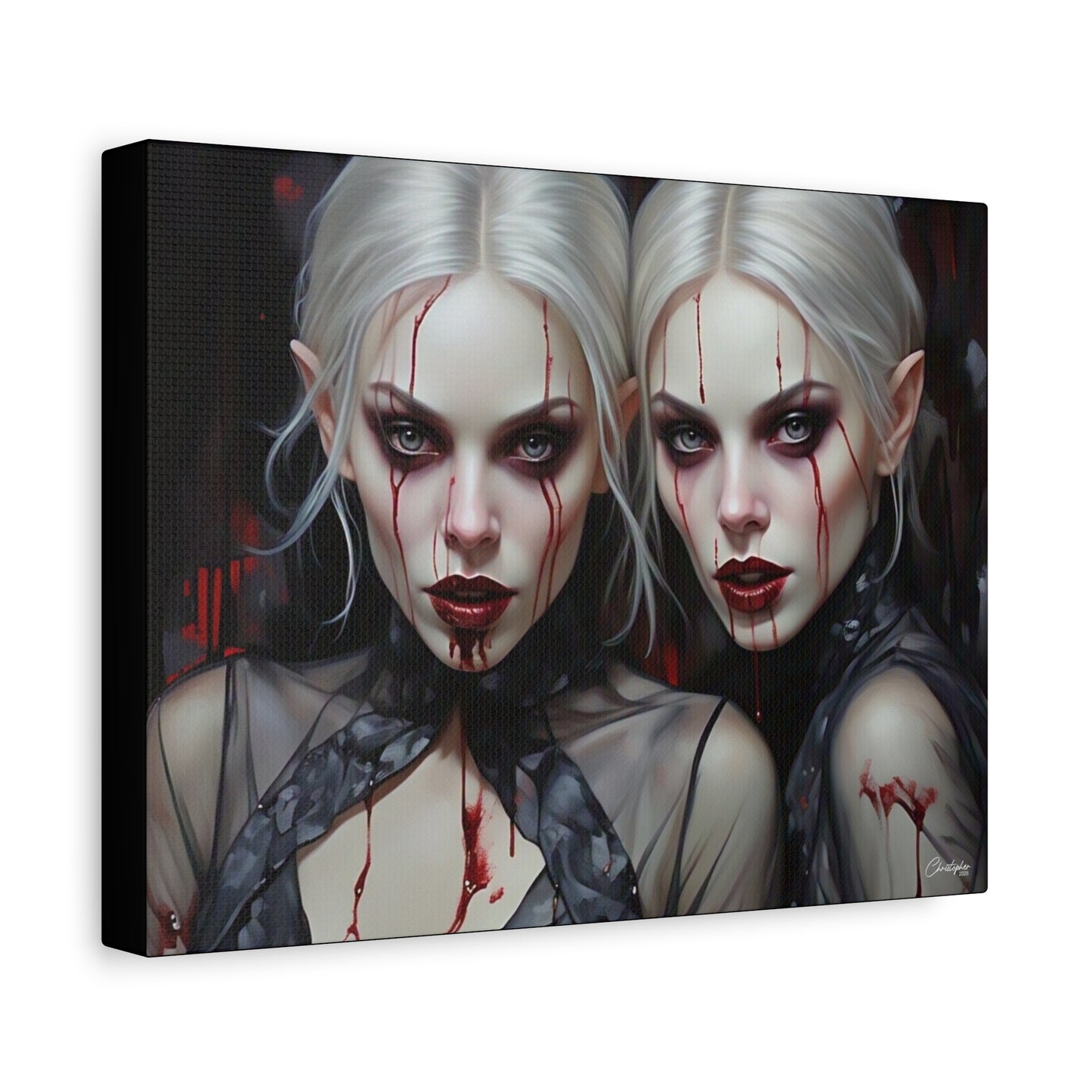 Gothic Canvas Art Print, Dark Fantasy Wall Decor, Horror Art, Halloween Home Decor, Vampire Artwork, Unique Gift for Spooky Season