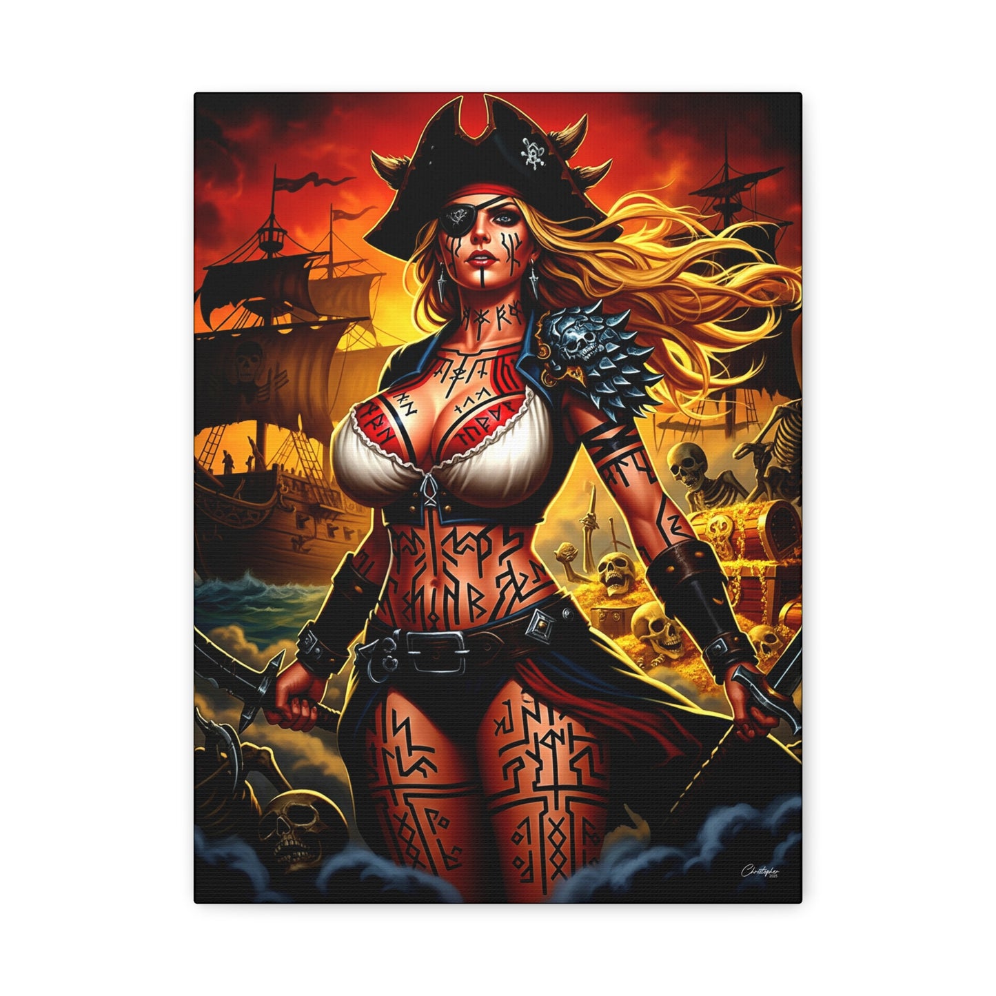 Bold Pirate Canvas Print, Nautical Wall Art, Gothic Home Decor, Pirate Lover Gift, Spooky Halloween Decoration, Adventure Wall Hanging