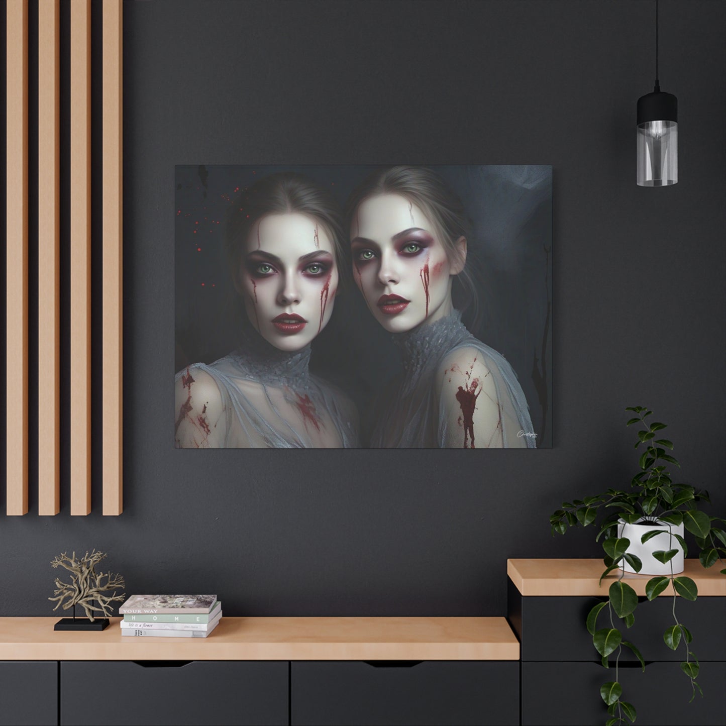Spooky Art Canvas Print, Matte Canvas, Stretched Wall Decor, Gothic Home Decor, Halloween Art, Unique Gift