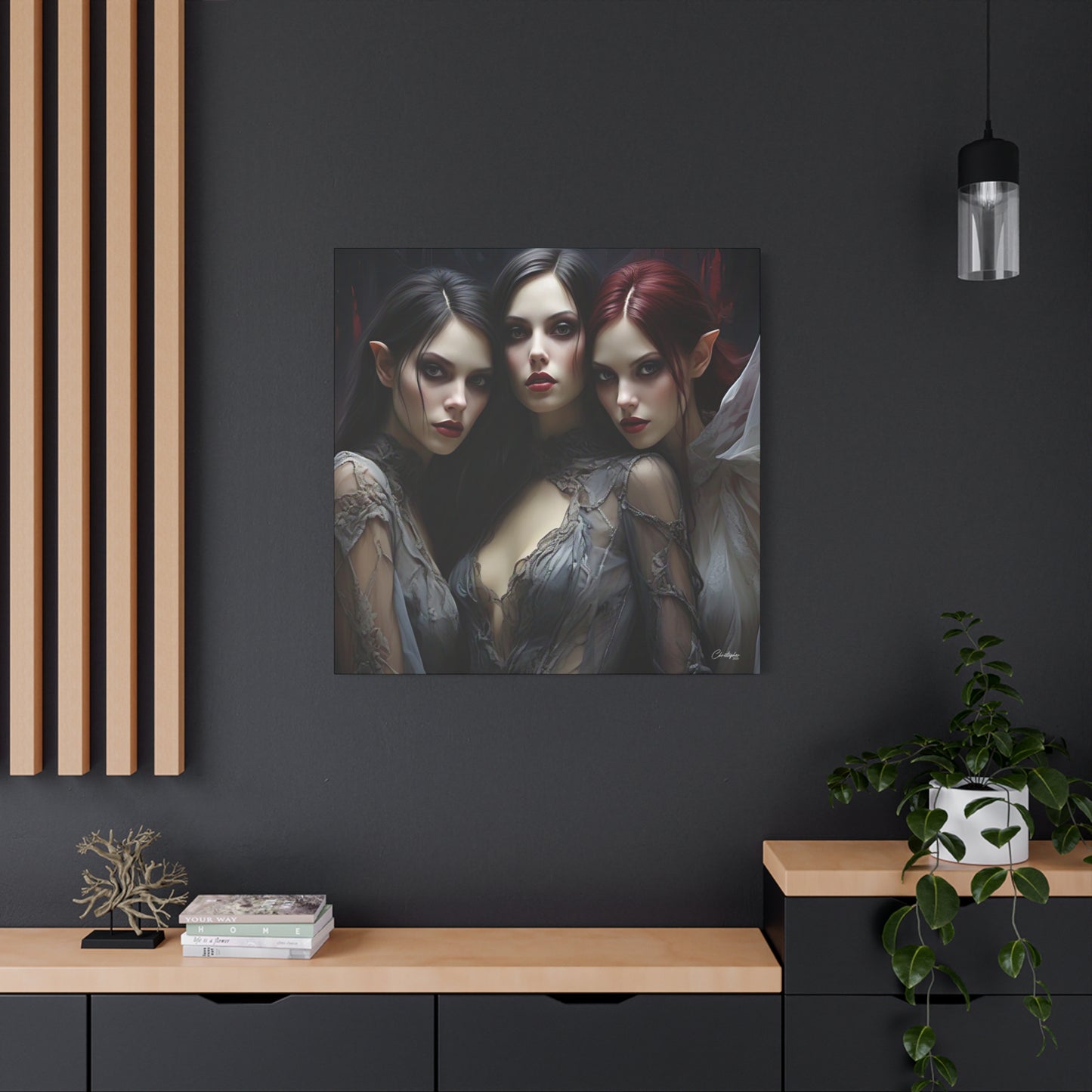 Gothic Wall Art Canvas, Fantasy Home Decor, Unique Gift for Halloween, Witchy Vibe Art, Dark Aesthetic Room Decor