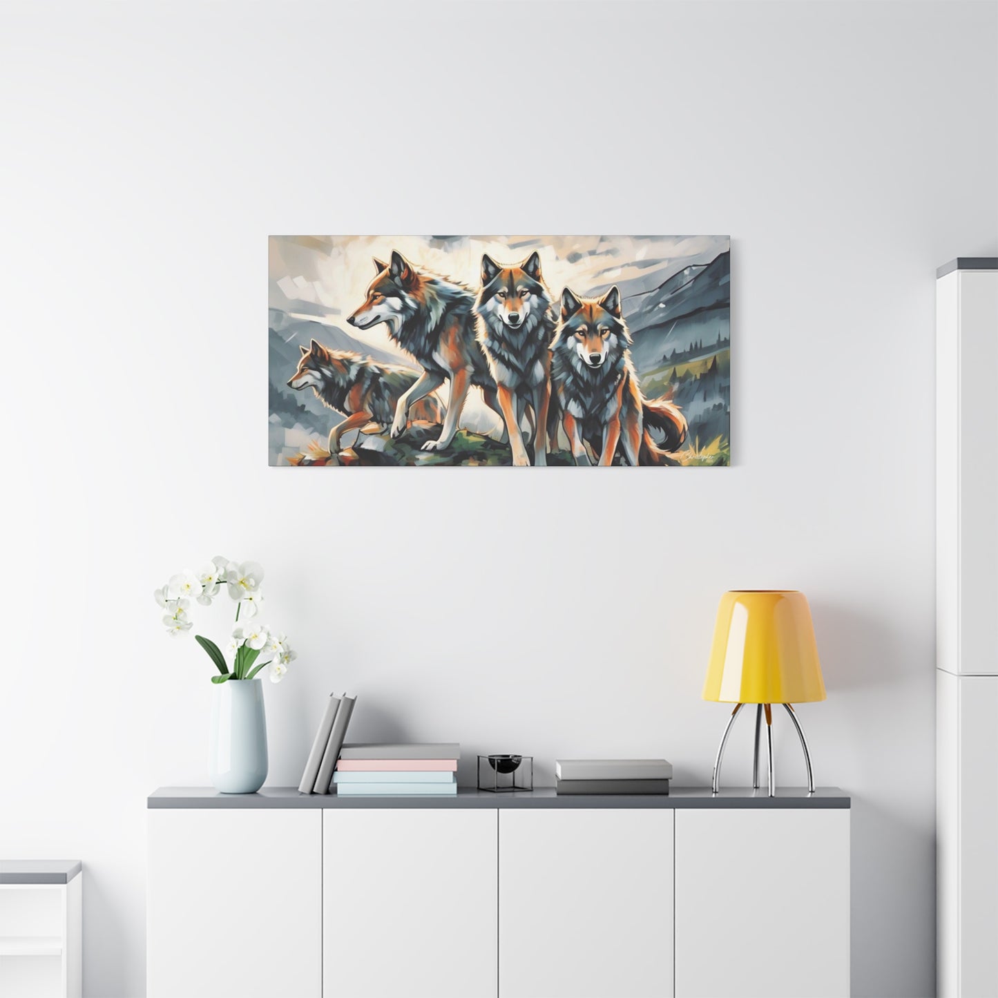 Wolf Family Matte Canvas Art, Home Decor, Animal Lovers Gift, Nature Wall Art, Wildlife Art Print, Outdoor Enthusiasts Decor