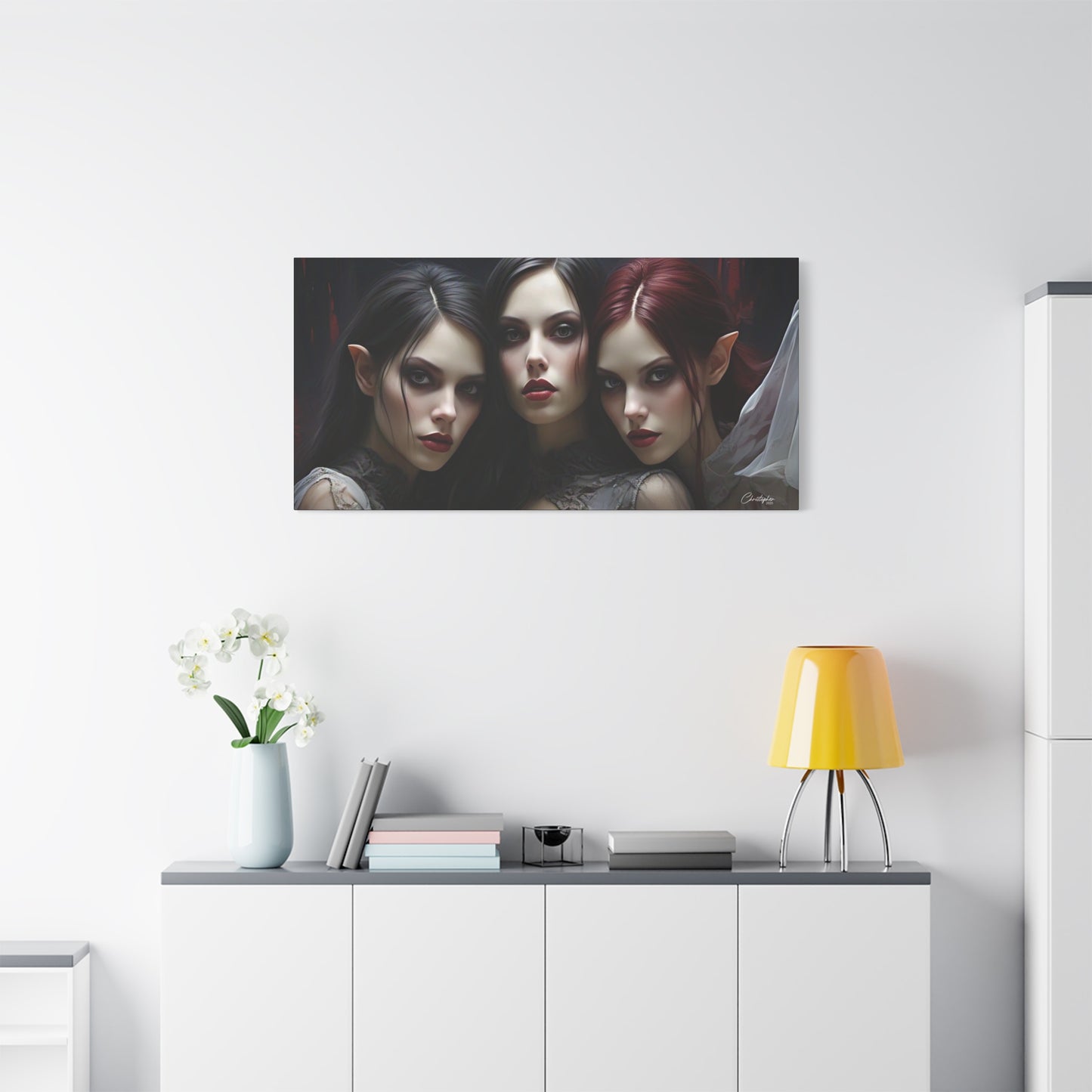 Gothic Wall Art Canvas, Fantasy Home Decor, Unique Gift for Halloween, Witchy Vibe Art, Dark Aesthetic Room Decor