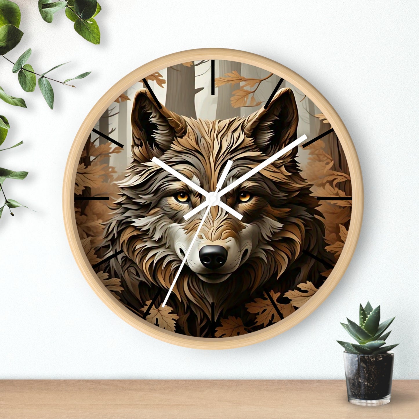 Wolf-Themed Wall Clock | Rustic Home Decor, Animal Lovers Gift, Woodland Lodge Accent, Nature-Inspired Wall Art, Unique Timepiece