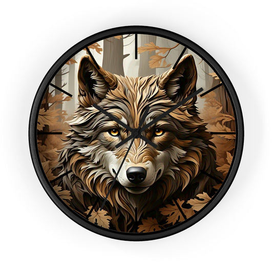 Wolf-Themed Wall Clock | Rustic Home Decor, Animal Lovers Gift, Woodland Lodge Accent, Nature-Inspired Wall Art, Unique Timepiece