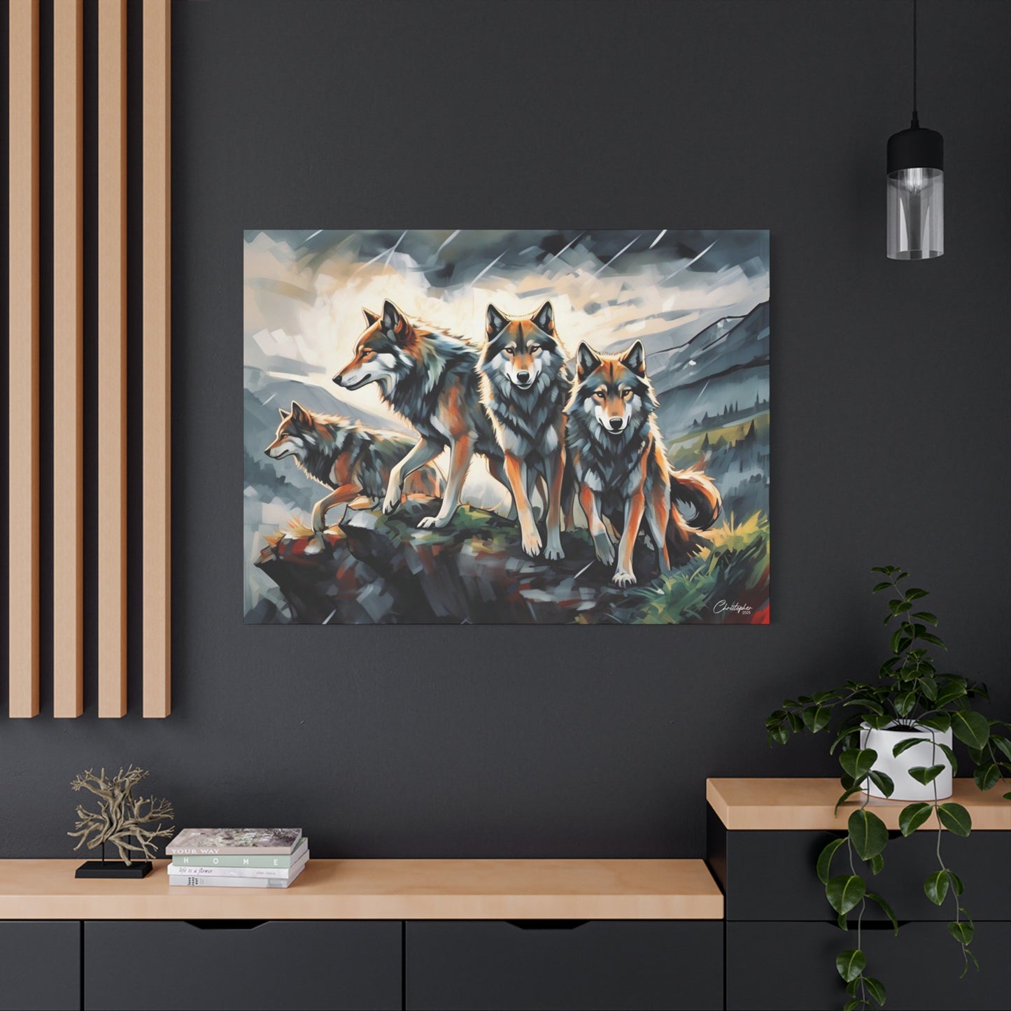 Wolf Family Matte Canvas Art, Home Decor, Animal Lovers Gift, Nature Wall Art, Wildlife Art Print, Outdoor Enthusiasts Decor