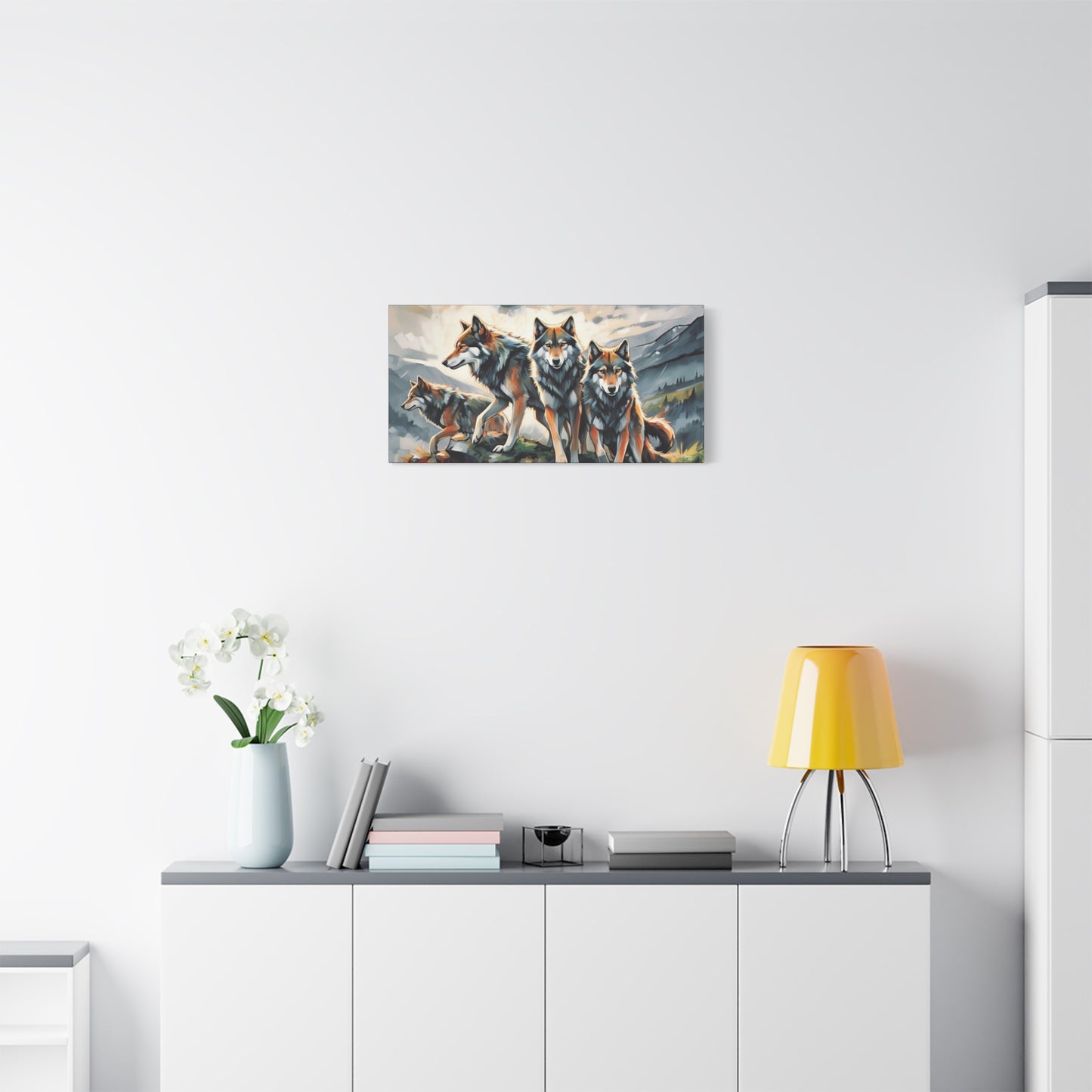 Wolf Family Matte Canvas Art, Home Decor, Animal Lovers Gift, Nature Wall Art, Wildlife Art Print, Outdoor Enthusiasts Decor