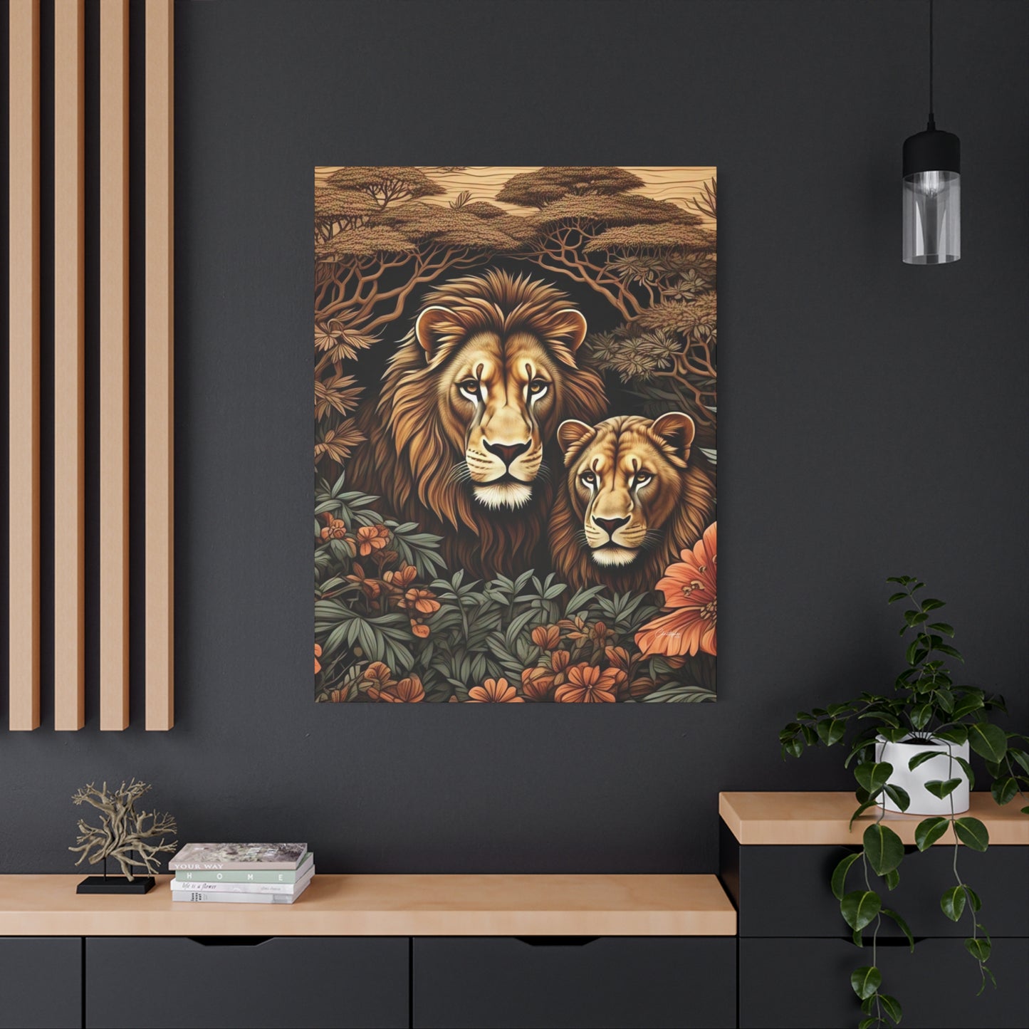 Majestic Lion Family Canvas Wall Art, Animal Lovers Decor, Wildlife Home Accent, Gift for Nature Enthusiasts, Meaningful Family Art