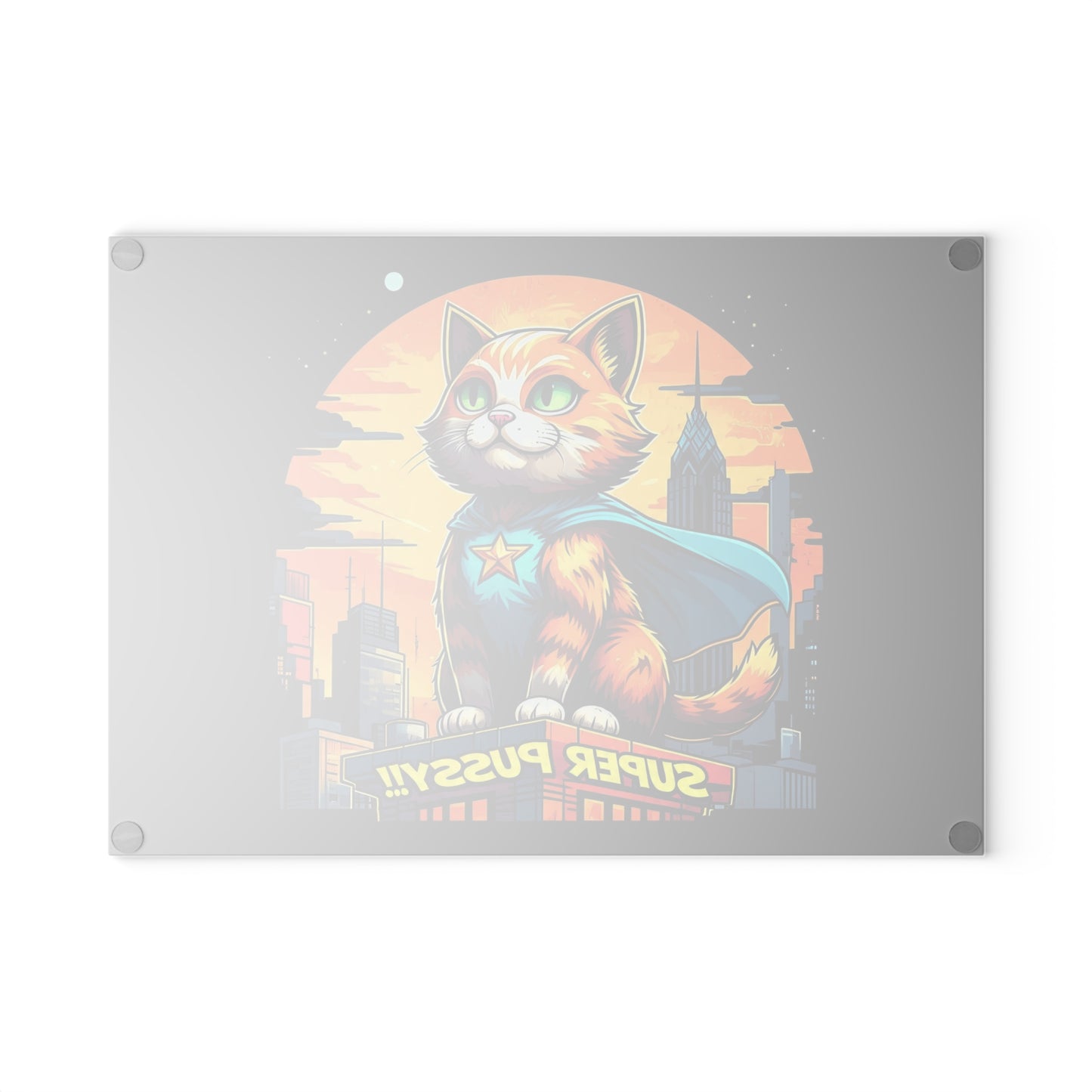 Heroic Cat Glass Cutting Board - Fun Kitchen Decor for Cat Lovers, Unique Gift for Pet Owners, Superhero Themed Kitchenware, Cat Lover [...]