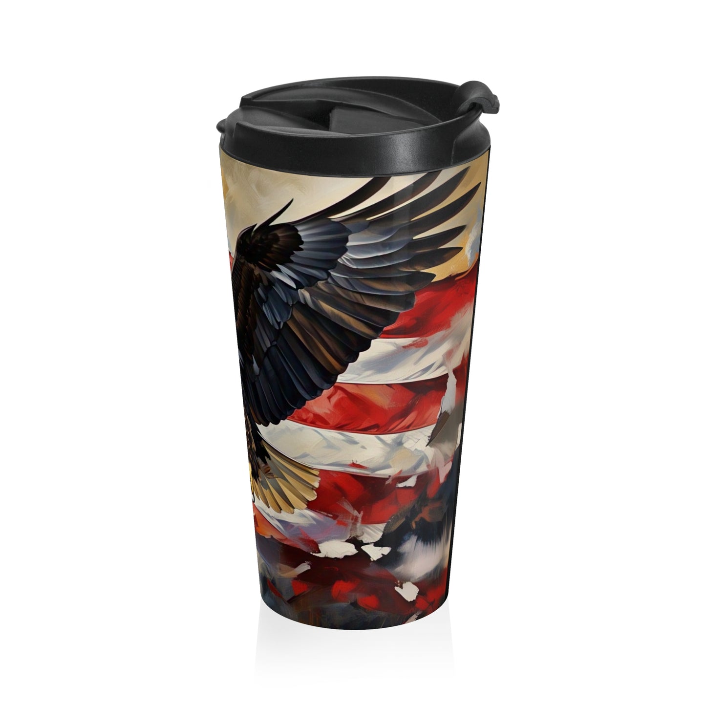 Patriotic Stainless Steel Travel Mug with Eagle Design, American Flag Mug, Travel Cup, Unique Gift for Veterans, Fourth of July