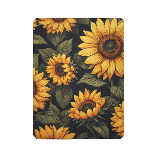 Sunflower Fleece Sherpa Blanket, Cozy Home Decor, Gift for Garden Lovers, Perfect for Autumn, Floral Throw Blanket