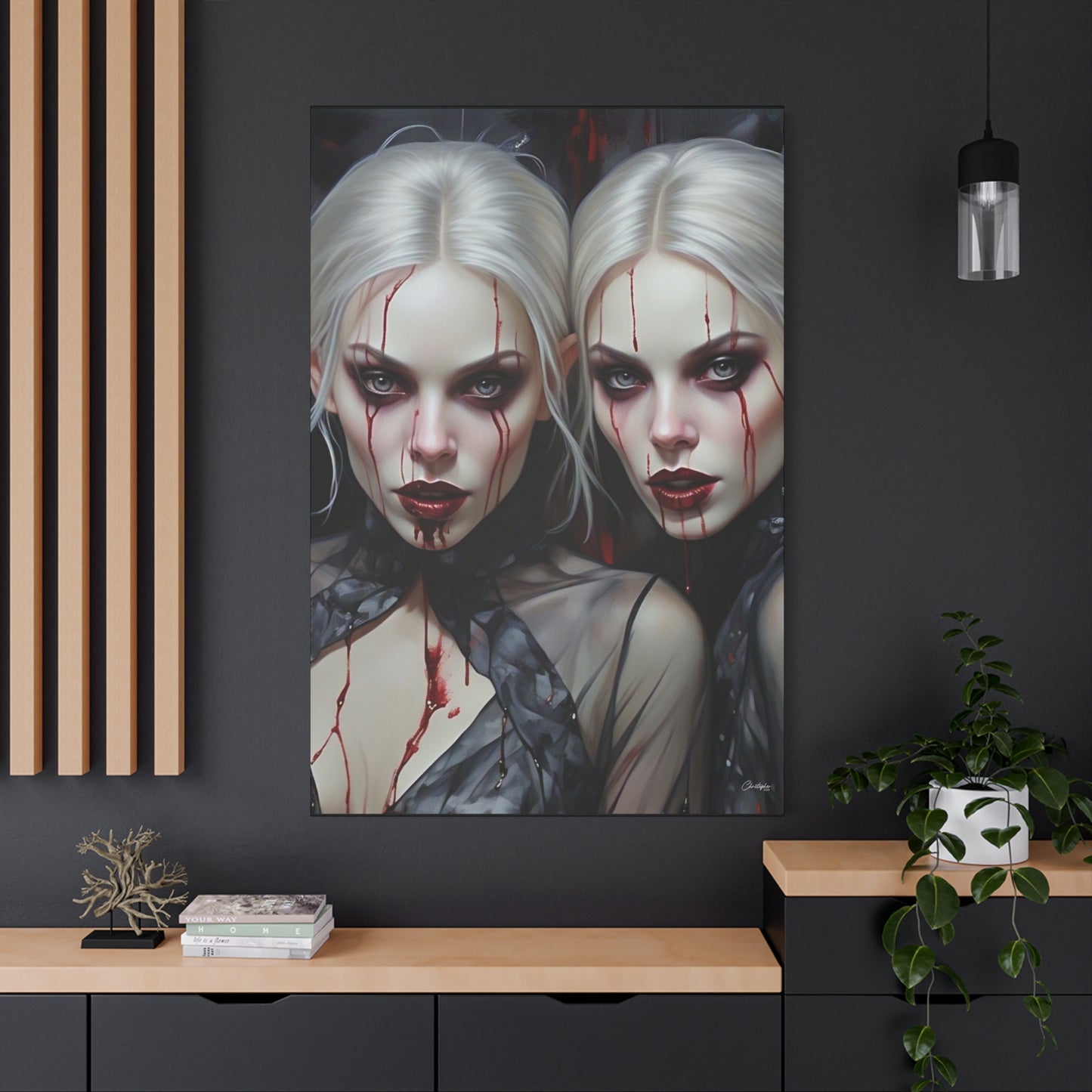 Gothic Canvas Art Print, Dark Fantasy Wall Decor, Horror Art, Halloween Home Decor, Vampire Artwork, Unique Gift for Spooky Season