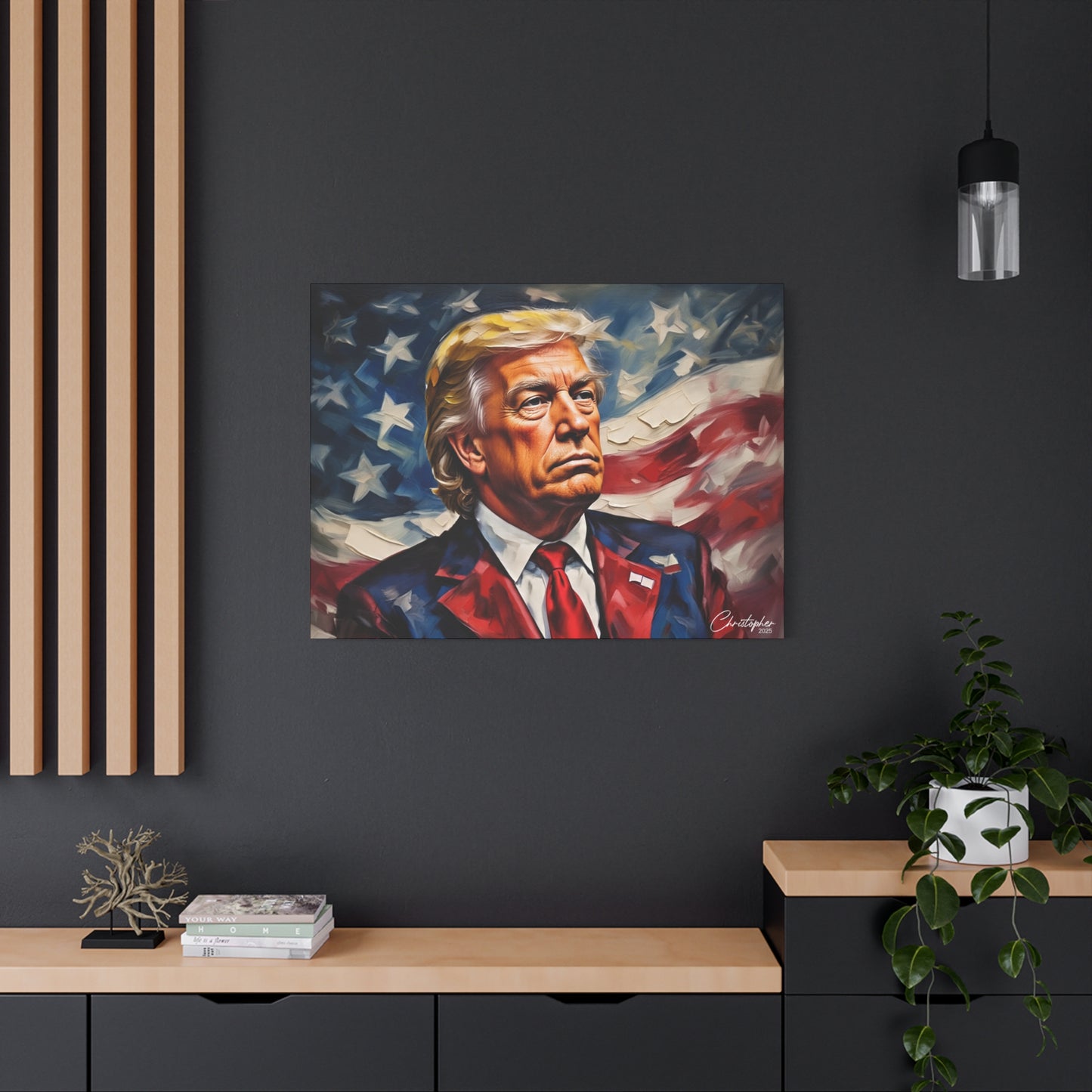 Patriotic Canvas Art, Stretched Wall Decor, Home Office, Gifts for Republicans, Political Enthusiasts, Americana Artwork