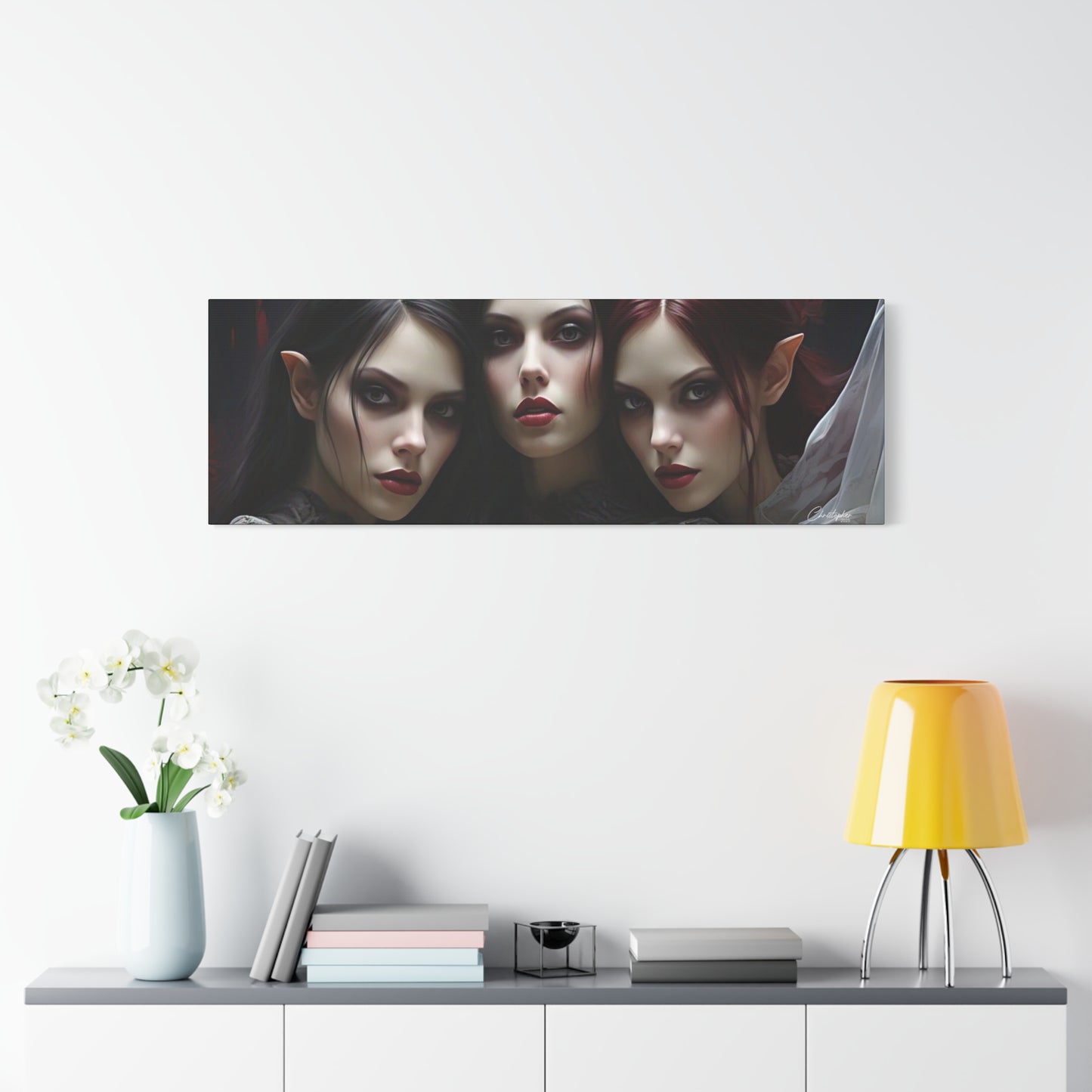 Gothic Wall Art Canvas, Fantasy Home Decor, Unique Gift for Halloween, Witchy Vibe Art, Dark Aesthetic Room Decor