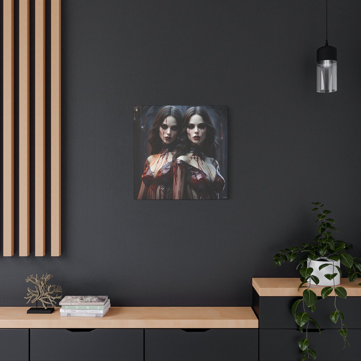 Gothic Vampire Canvas Art, Wall Decor, Horror Artwork, Halloween Home Decor, Spooky Room Accent, Unique Gift Idea