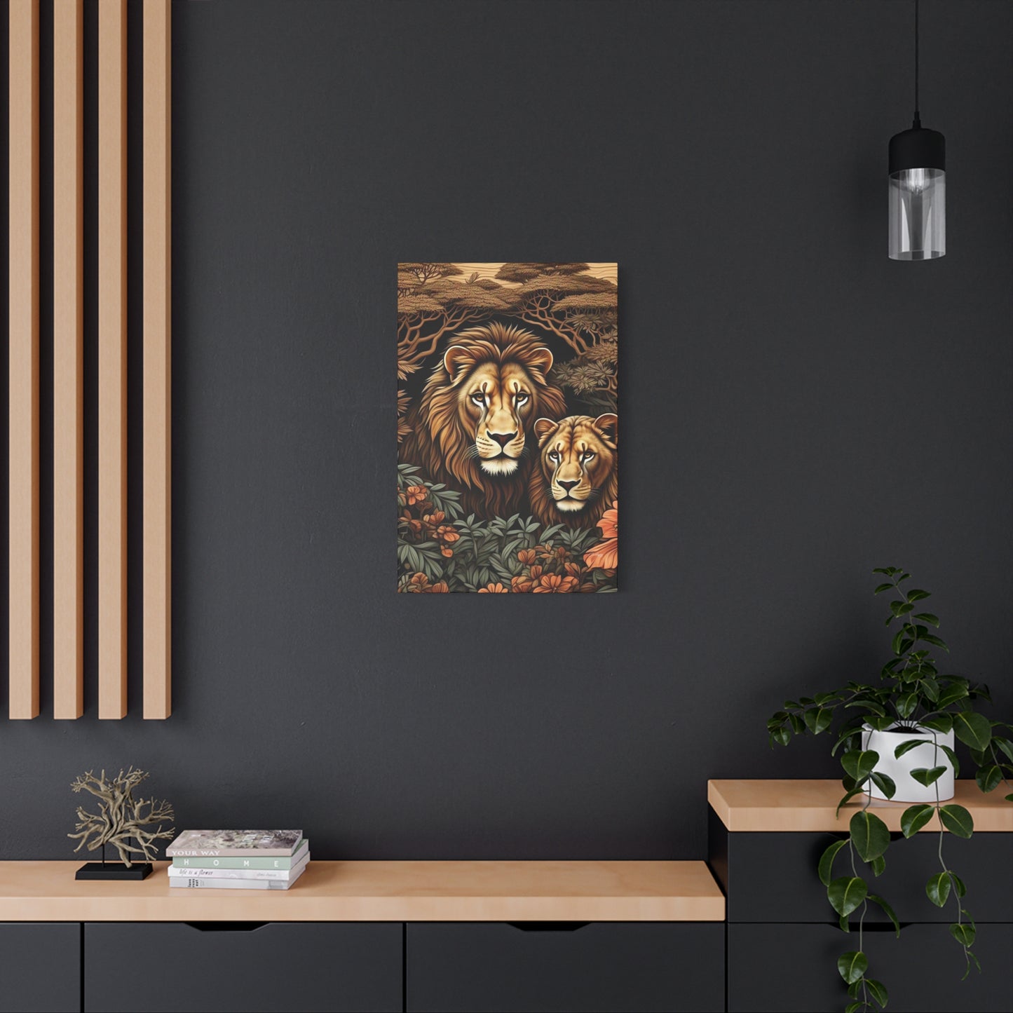 Majestic Lion Family Canvas Wall Art, Animal Lovers Decor, Wildlife Home Accent, Gift for Nature Enthusiasts, Meaningful Family Art