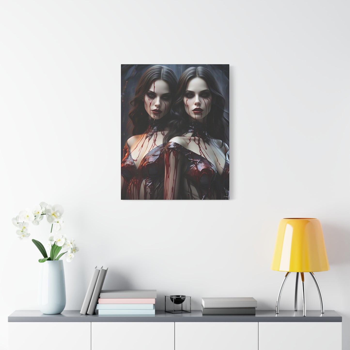 Gothic Vampire Canvas Art, Wall Decor, Horror Artwork, Halloween Home Decor, Spooky Room Accent, Unique Gift Idea