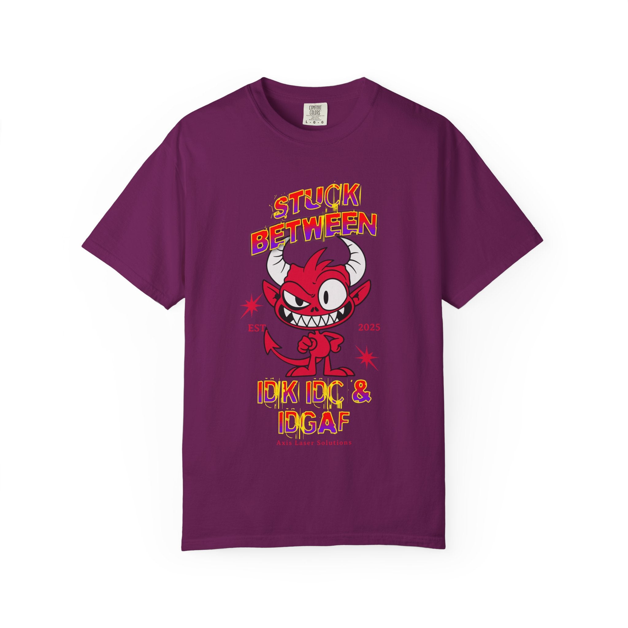 Vivid Graphic Tee with Playful Devil Design, Unisex Casual T-shirt, Perfect for Halloween & Fun Events, Gift for Friends, Trendy Streetwear