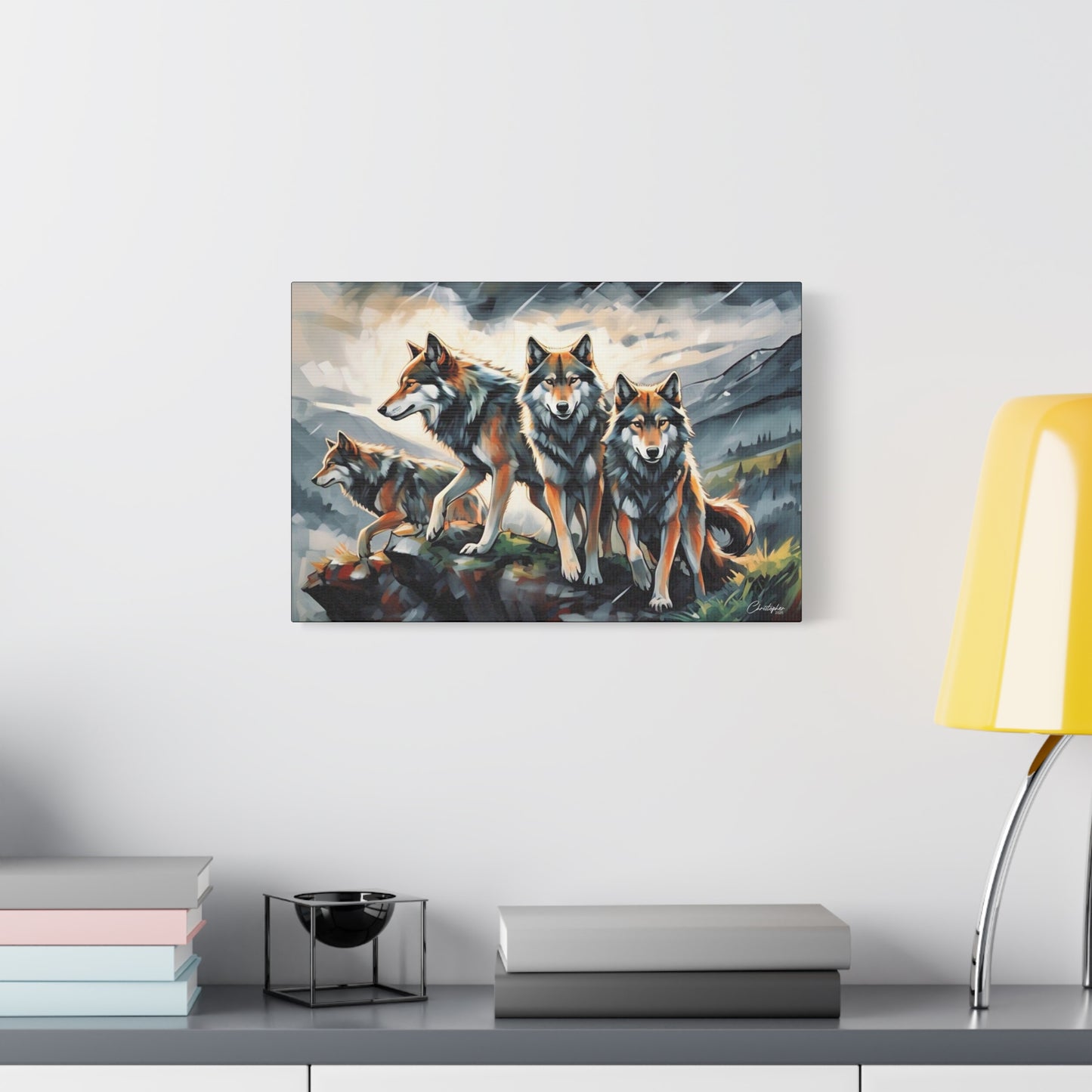 Wolf Family Matte Canvas Art, Home Decor, Animal Lovers Gift, Nature Wall Art, Wildlife Art Print, Outdoor Enthusiasts Decor